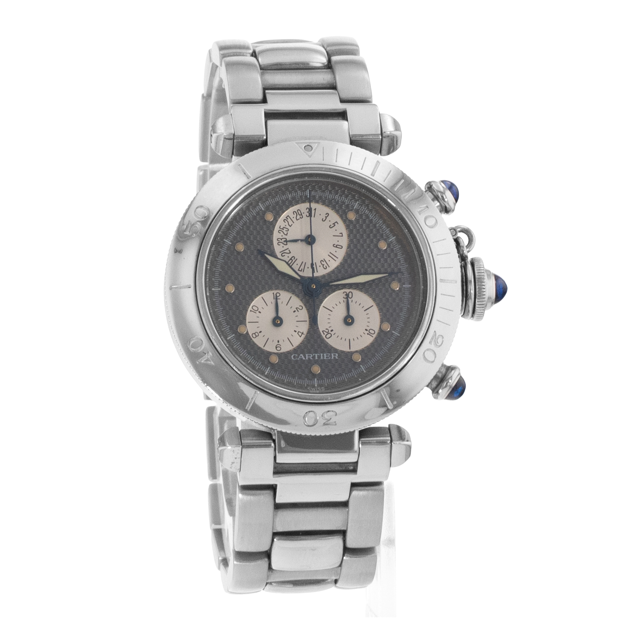 Cartier Pasha W31019H2 13521 35mm Grey Chronograph Steel Quartz Mens Watch thumbnail 9