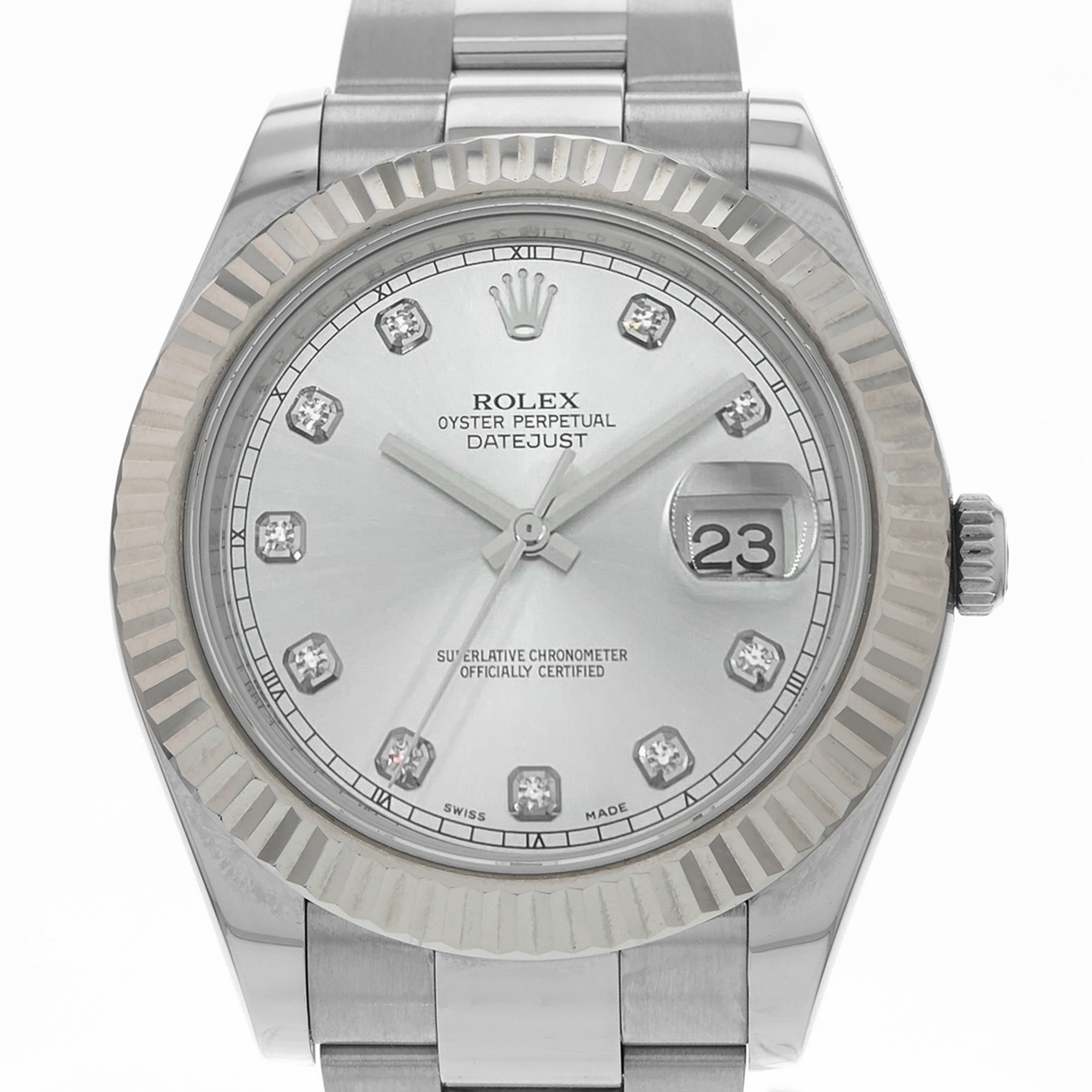 Rolex Datejust II 116334 18K Gold Bezel Factory Diamond Dial Automatic Date thumbnail 1