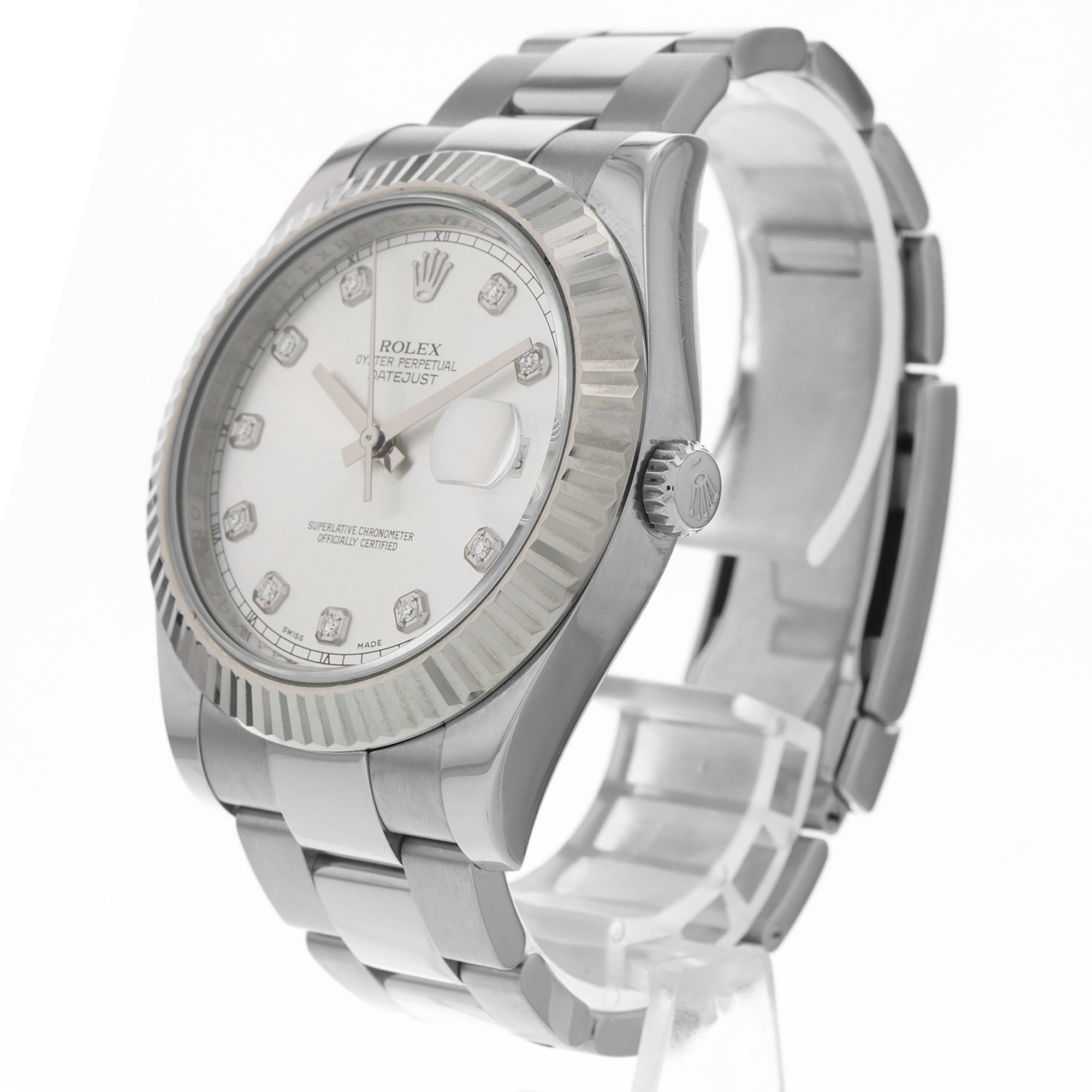 Rolex Datejust II 116334 18K Gold Bezel Factory Diamond Dial Automatic Date thumbnail 2