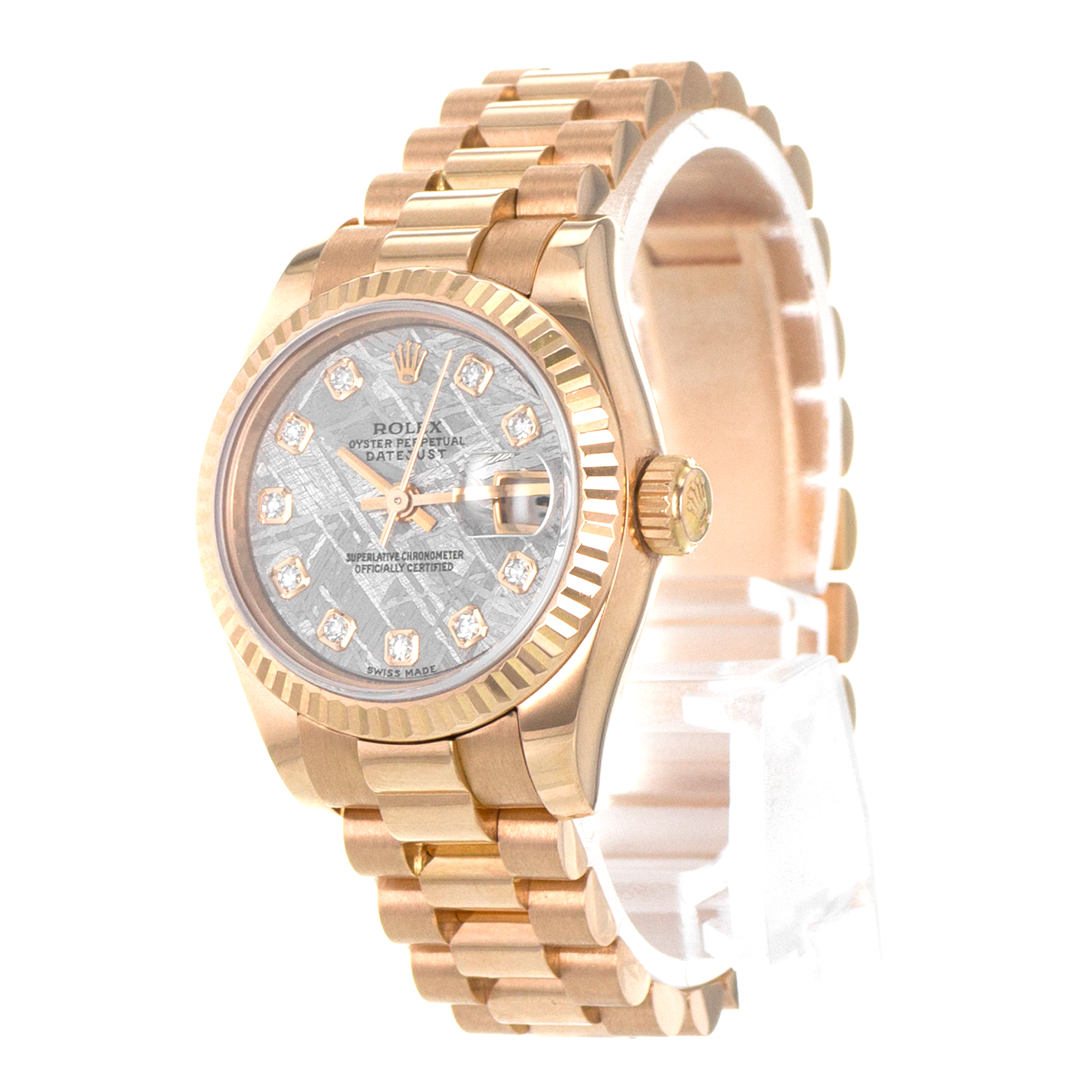 Rolex Datejust 26 179175 Factory Meteorite Diamond 18k Rose Gold Ladies Watch thumbnail 4