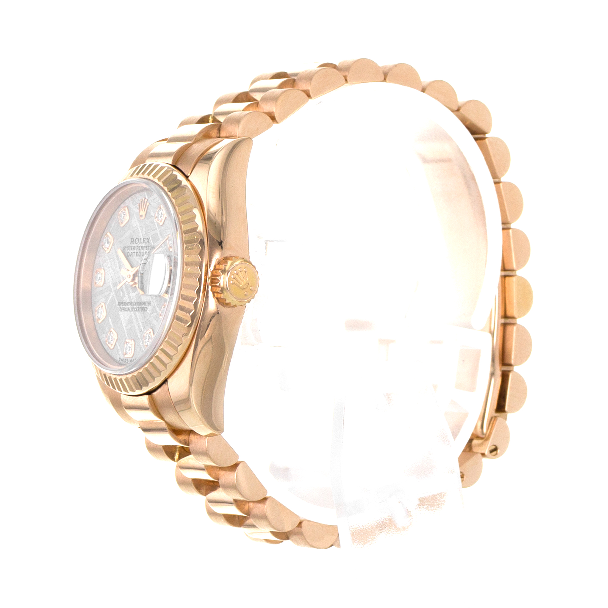 Rolex Datejust 26 179175 Factory Meteorite Diamond 18k Rose Gold Ladies Watch thumbnail 5