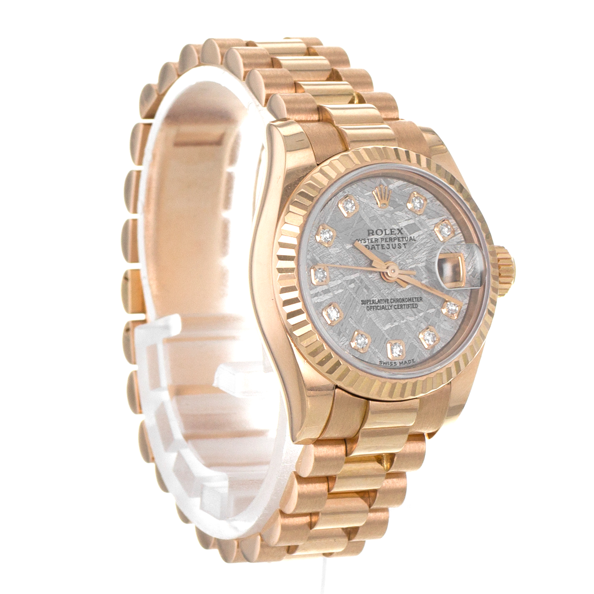 Rolex Datejust 26 179175 Factory Meteorite Diamond 18k Rose Gold Ladies Watch thumbnail 7