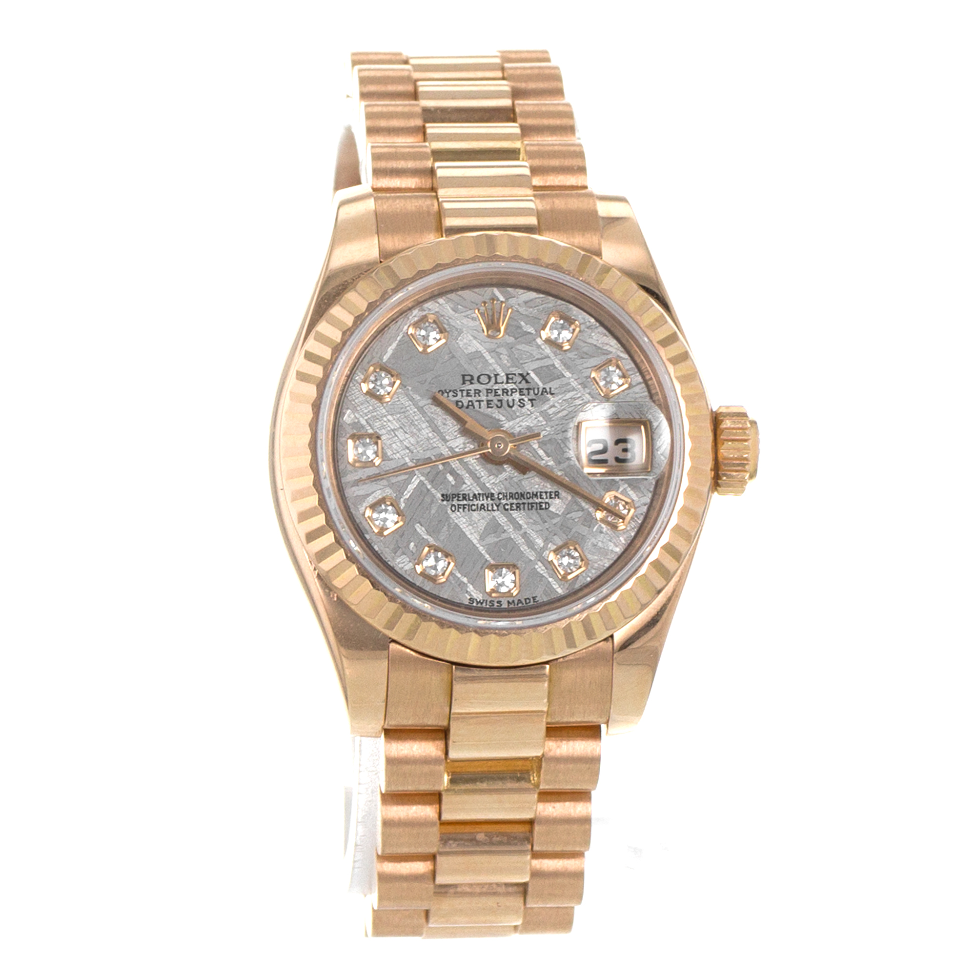 Rolex Datejust 26 179175 Factory Meteorite Diamond 18k Rose Gold Ladies Watch thumbnail 8
