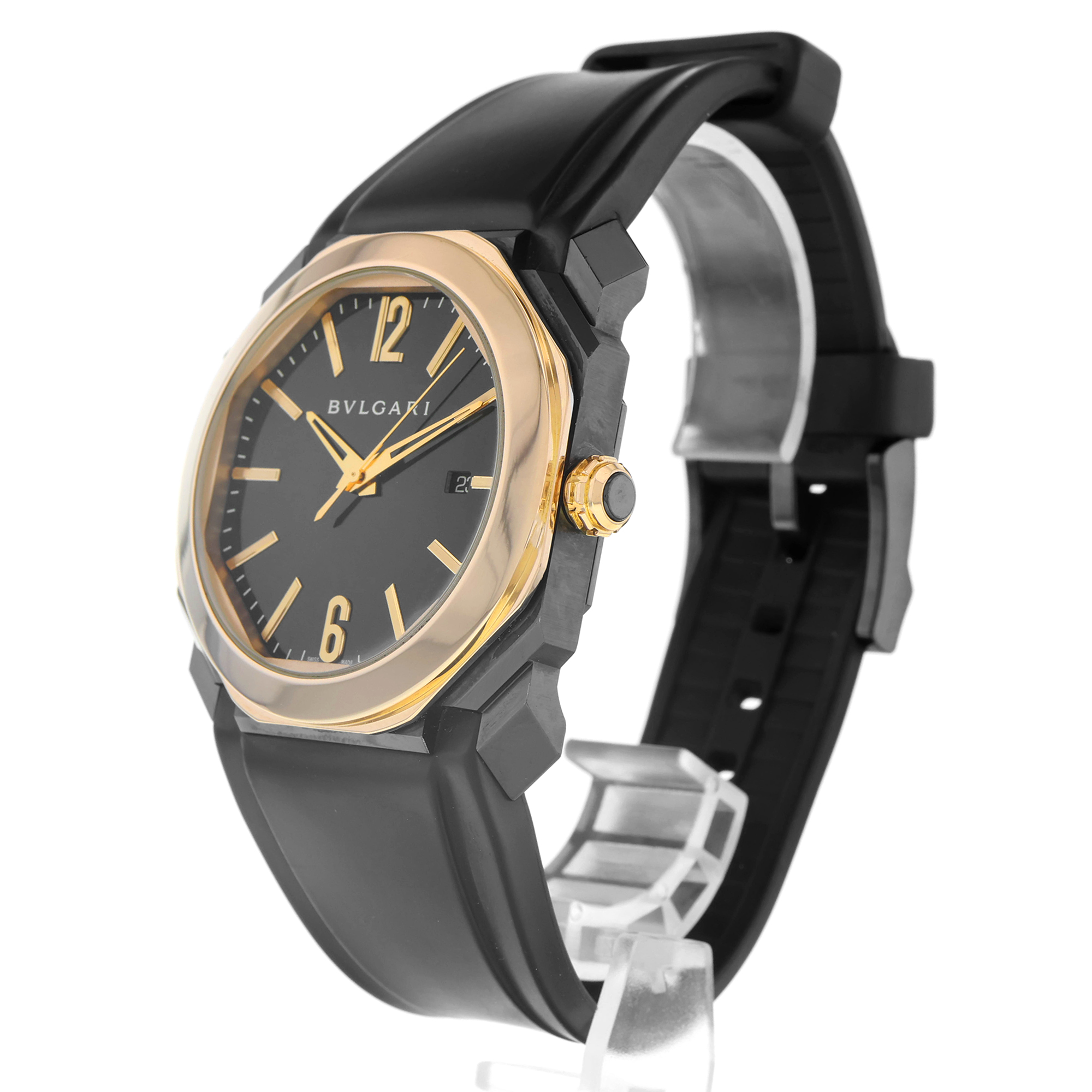 Bulgari Octo BGOP41SG 41mm Black DLC 18k Rose Gold Automatic Display Back Mens thumbnail 2