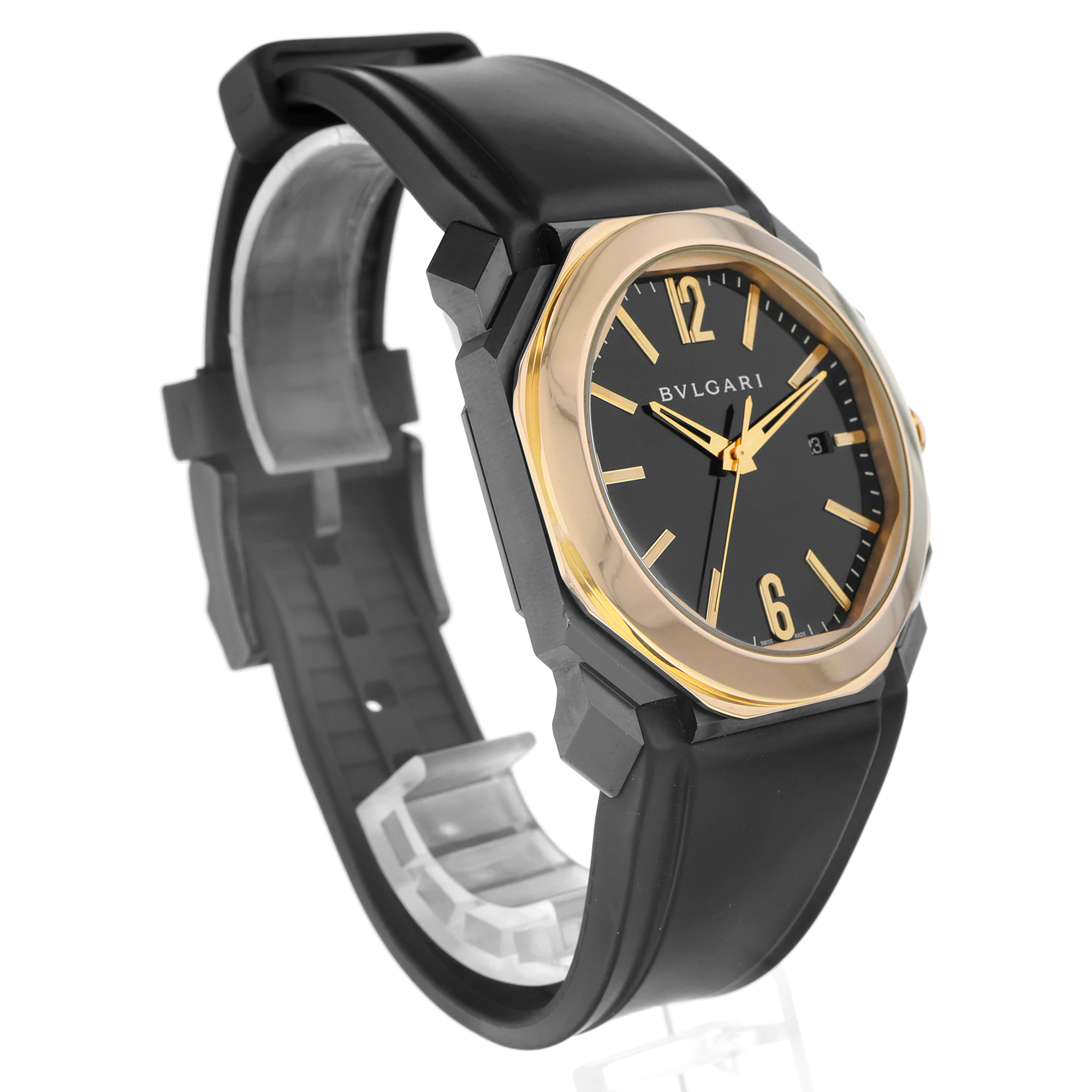 Bulgari Octo BGOP41SG 41mm Black DLC 18k Rose Gold Automatic Display Back Mens thumbnail 4