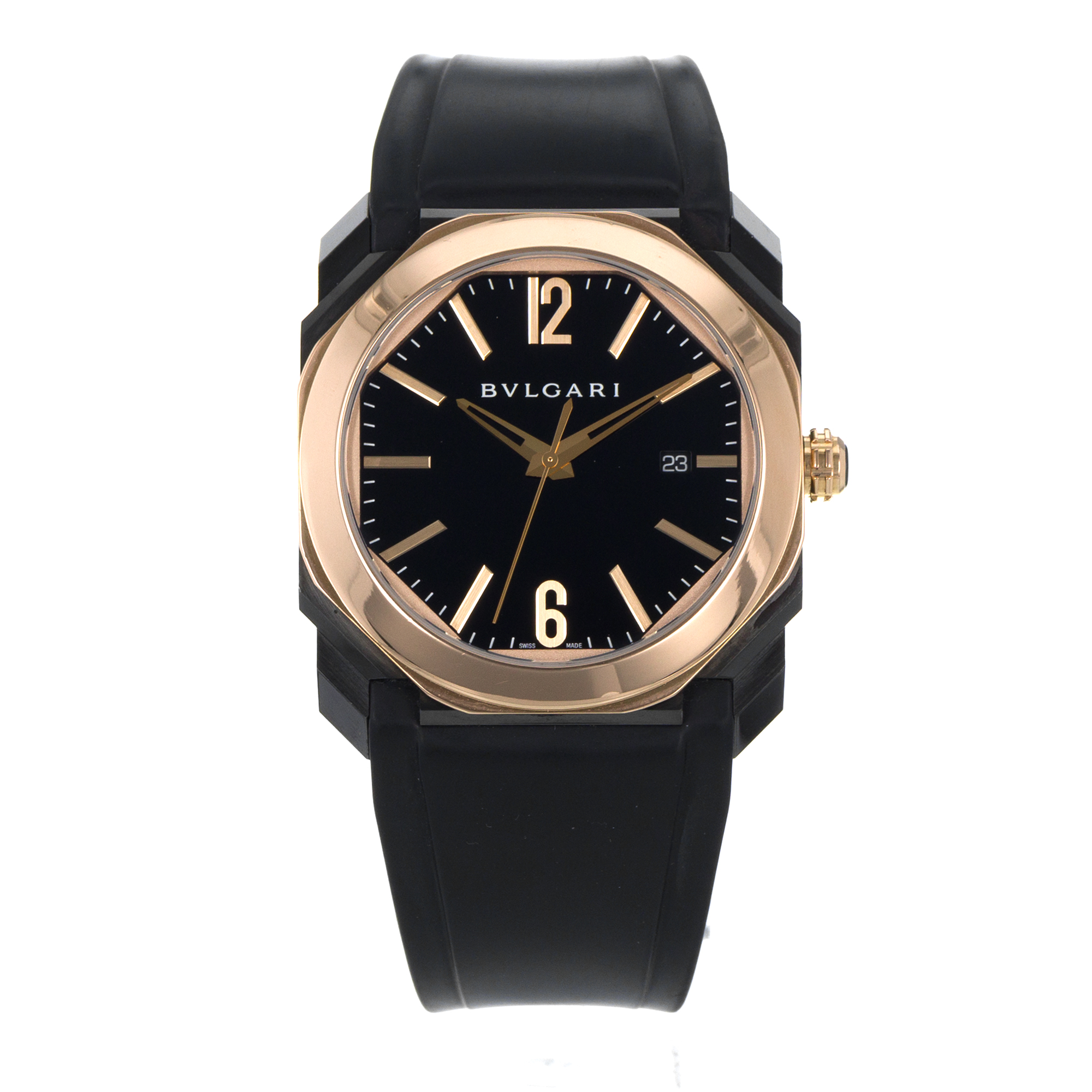 Bulgari Octo BGOP41SG 41mm Black DLC 18k Rose Gold Automatic Display Back Mens thumbnail 7