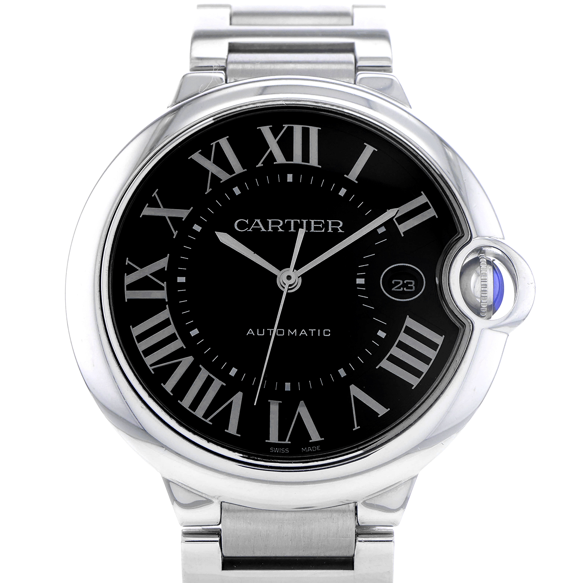 Cartier Ballon Bleu 42mm W6920042 3765 Black Roman Stainless Automatic Mens thumbnail 1