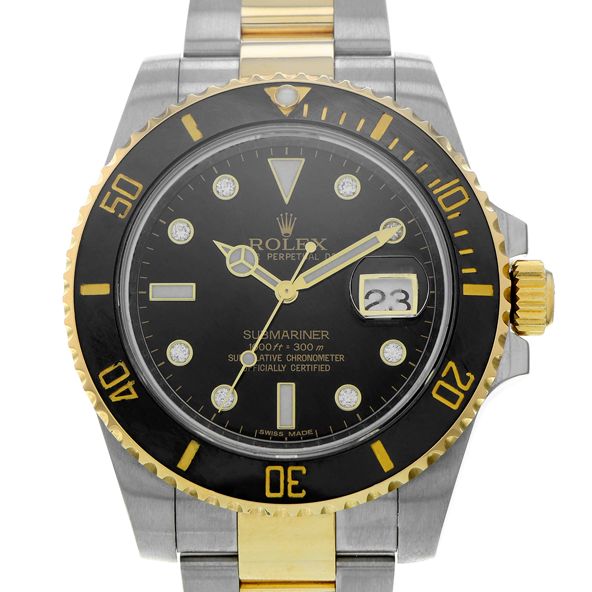 Rolex Submariner Date 40mm 116613 Rare black factory diamond dial, ceramic bezel thumbnail 1