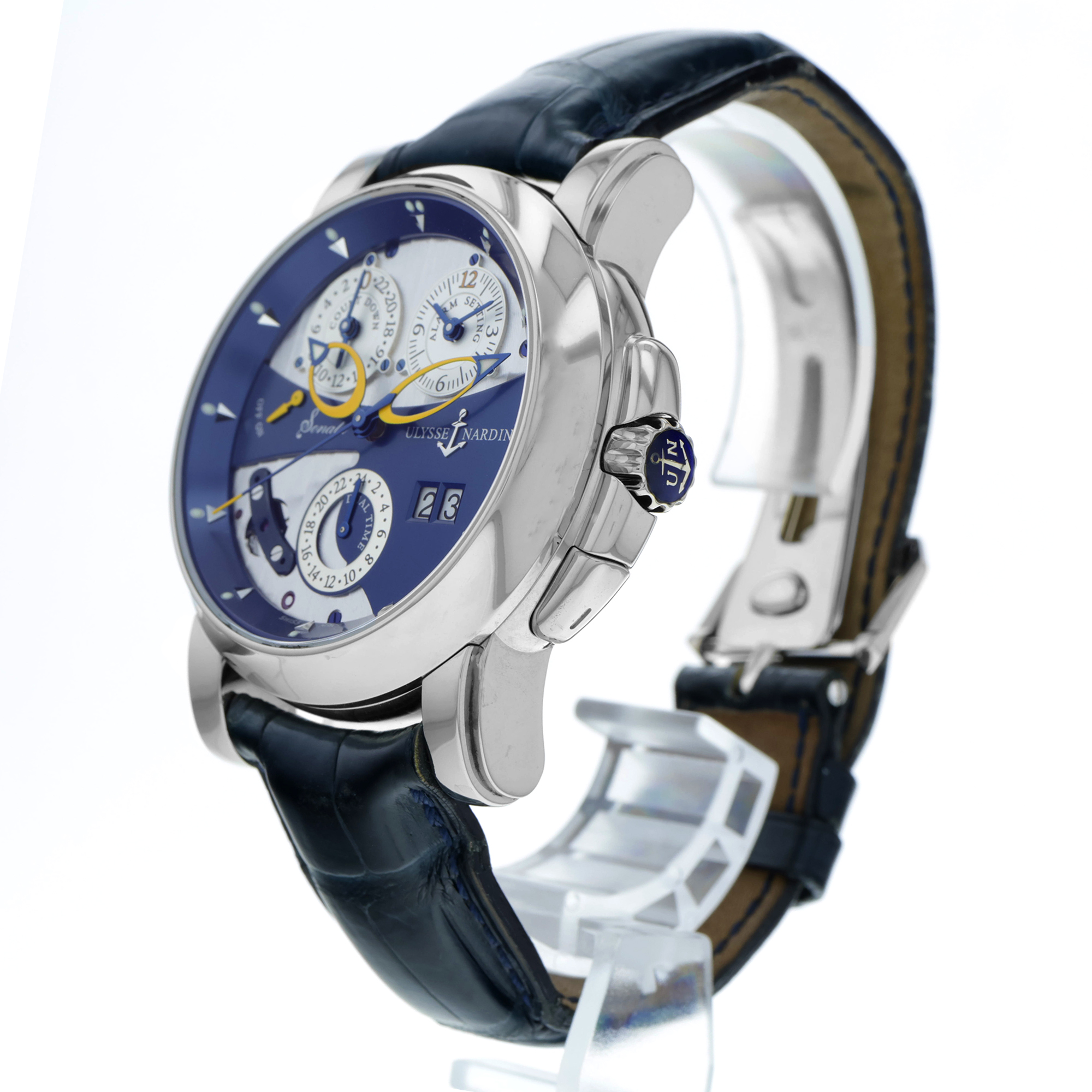 Ulysse Nardin Sonata 660-88 Cathedral Dual Time Alarm bleu dial 18K white gold thumbnail 4