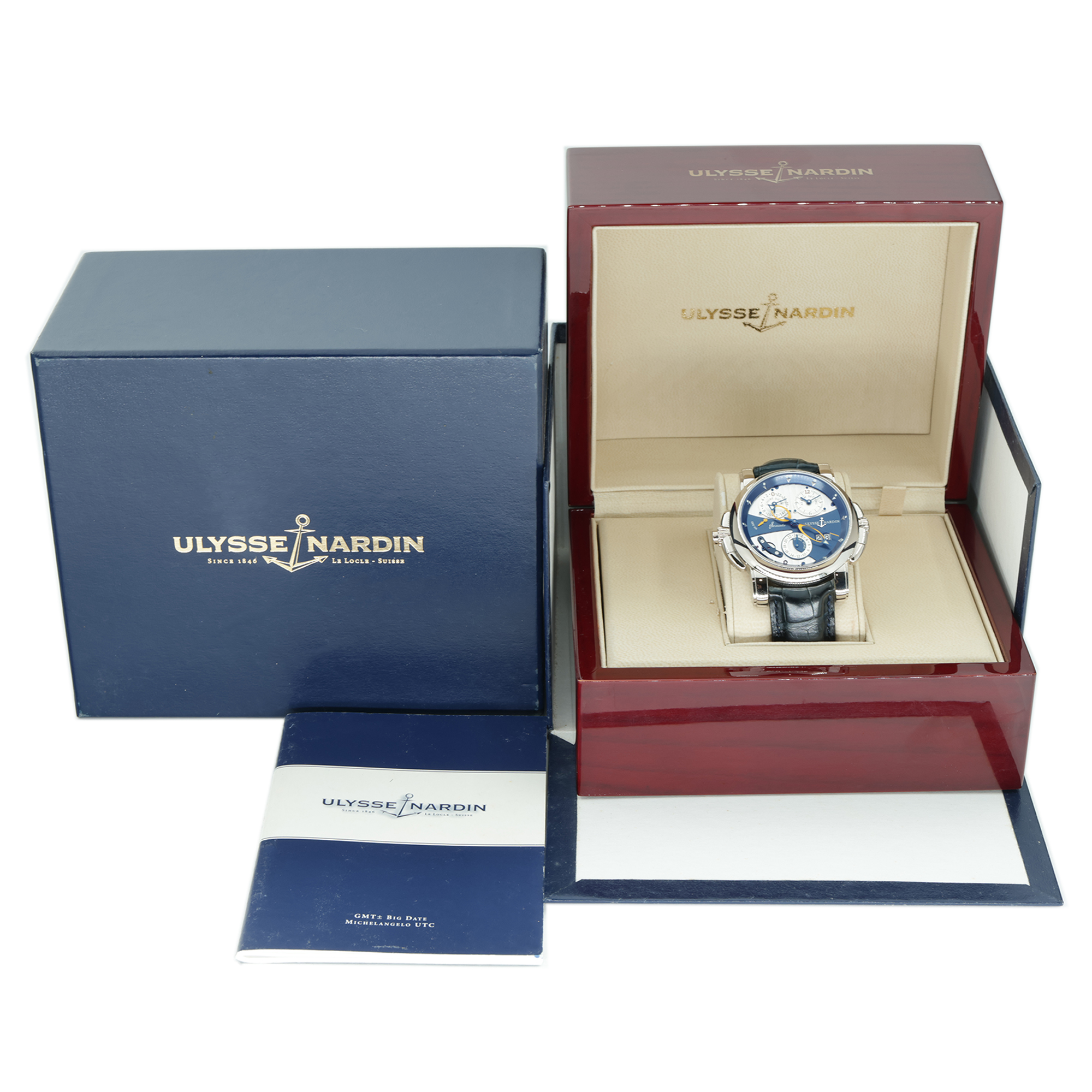Ulysse Nardin Sonata 660-88 Cathedral Dual Time Alarm bleu dial 18K white gold thumbnail 3