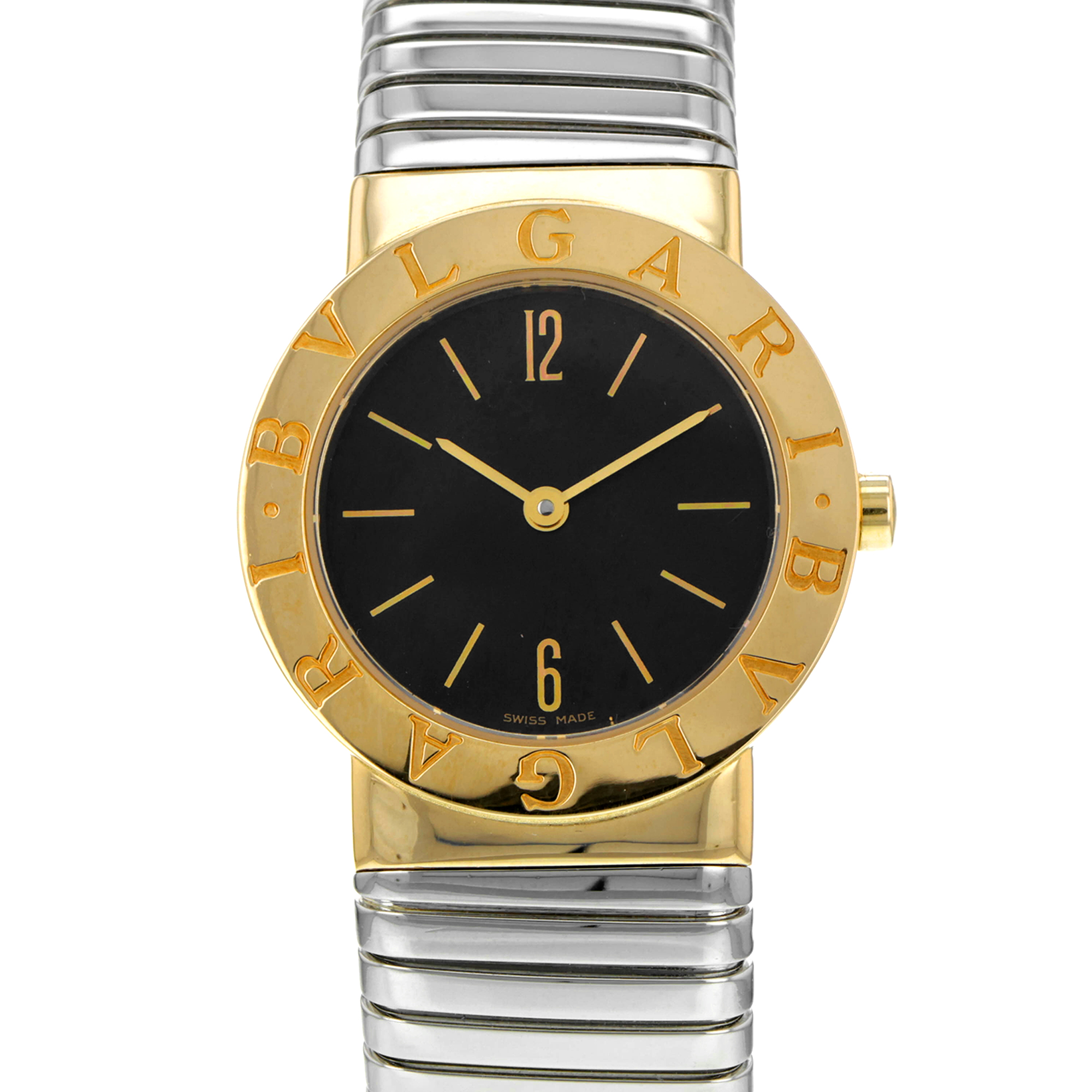 Bulgari Tubogas BB262T Black Dial Steel & 18k Yellow Gold Quartz Womens thumbnail 1