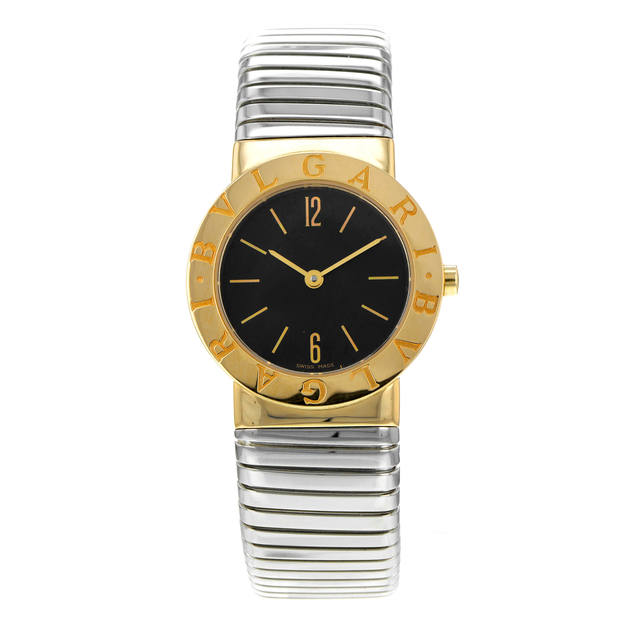 Bulgari Tubogas BB262T Black Dial Steel & 18k Yellow Gold Quartz Womens thumbnail 2