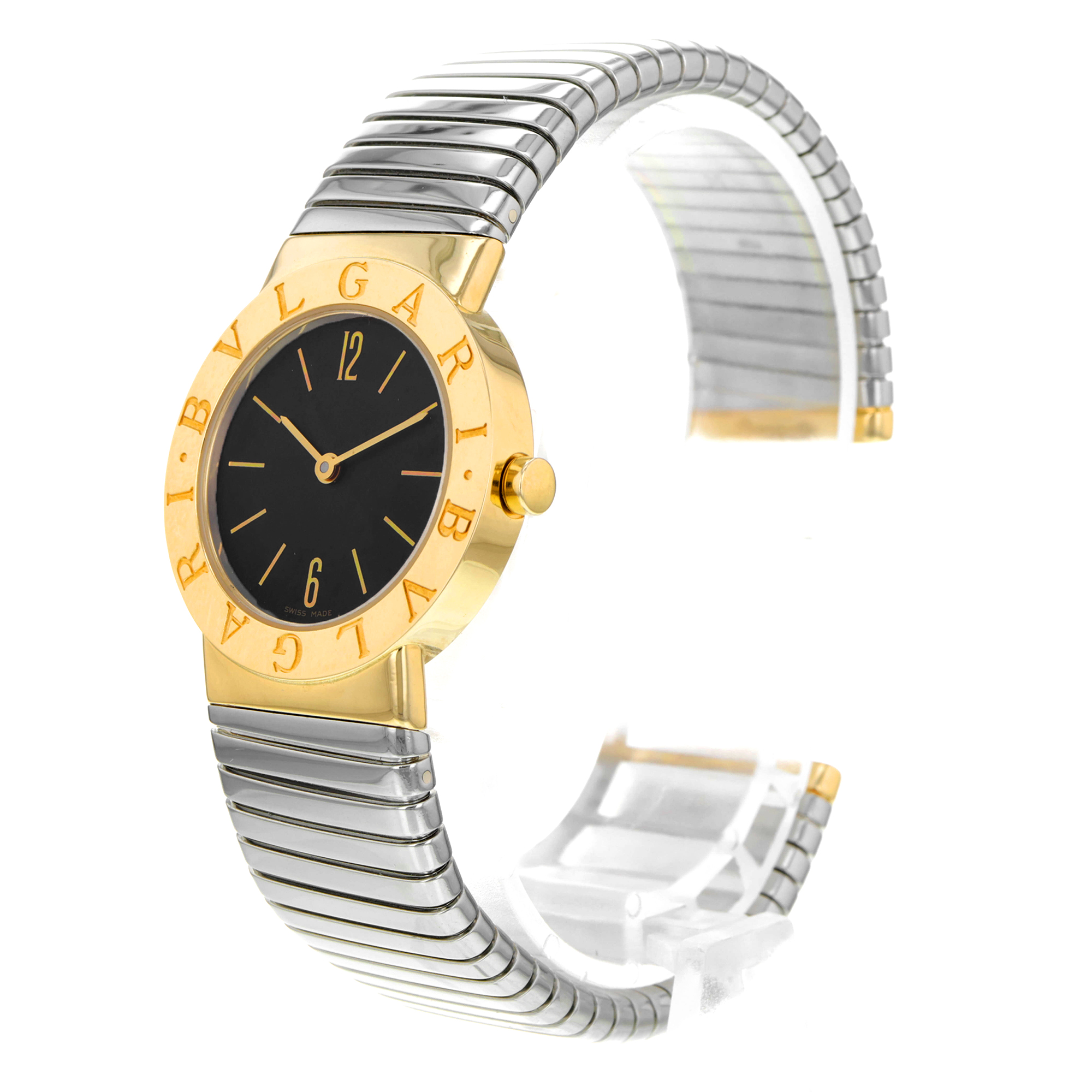 Bulgari Tubogas BB262T Black Dial Steel & 18k Yellow Gold Quartz Womens thumbnail 3