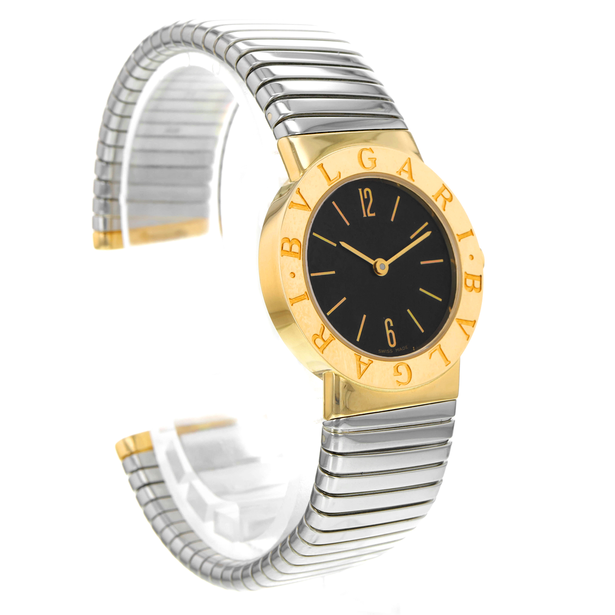 Bulgari Tubogas BB262T Black Dial Steel & 18k Yellow Gold Quartz Womens thumbnail 5