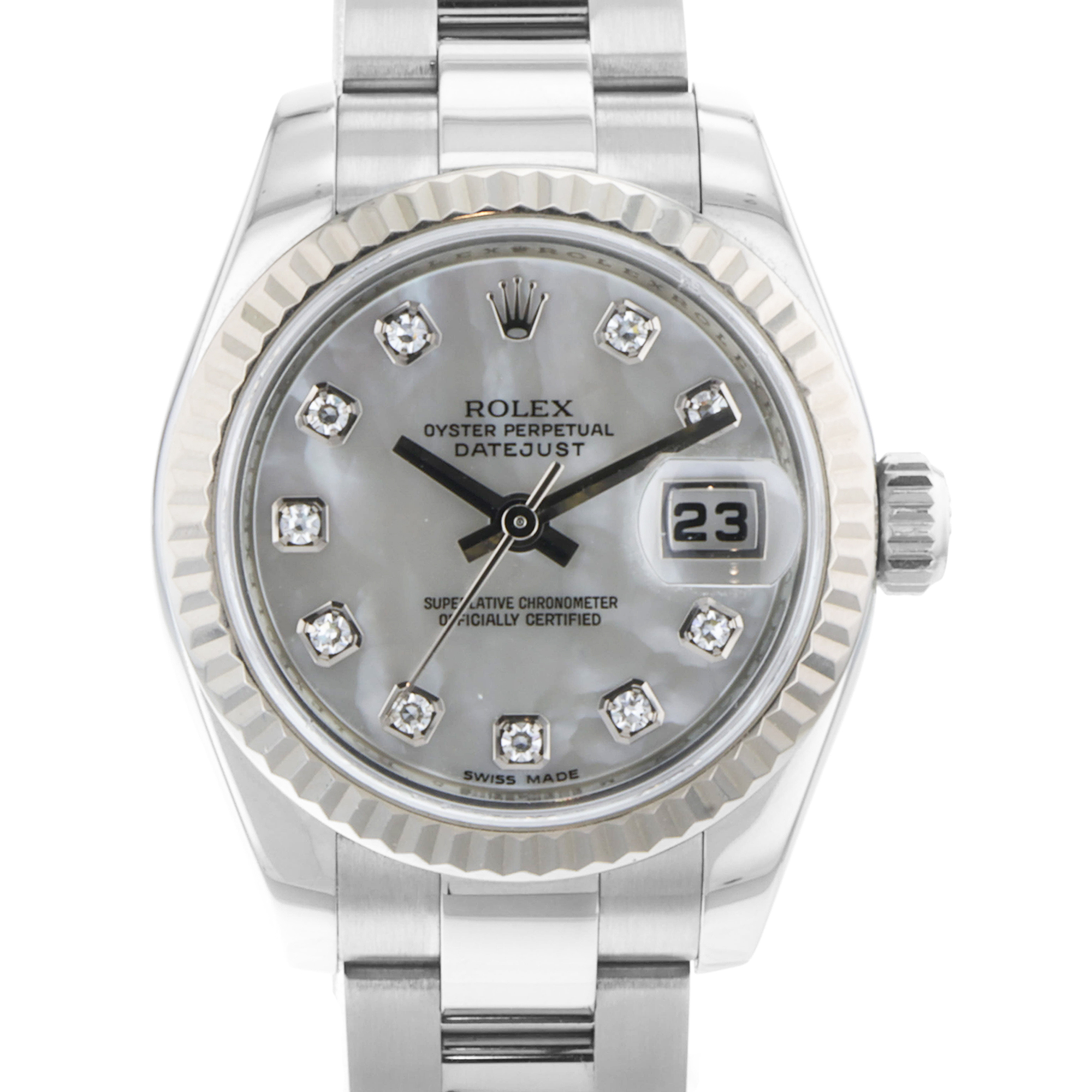 Rolex Datejust 26 179174 Factory Mother of Peal Diamond Steel Ladies Watch thumbnail 1
