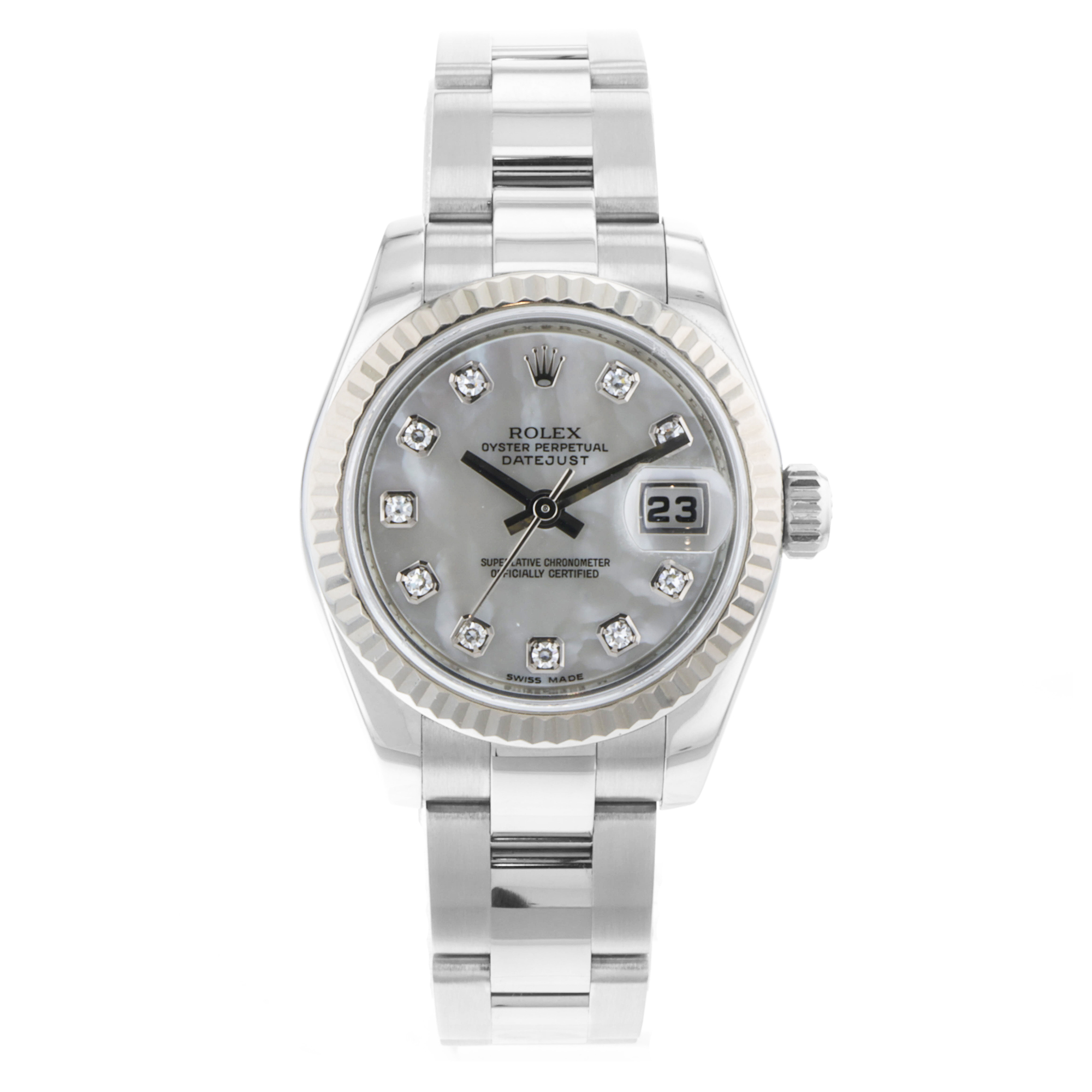 Rolex Datejust 26 179174 Factory Mother of Peal Diamond Steel Ladies Watch thumbnail 2