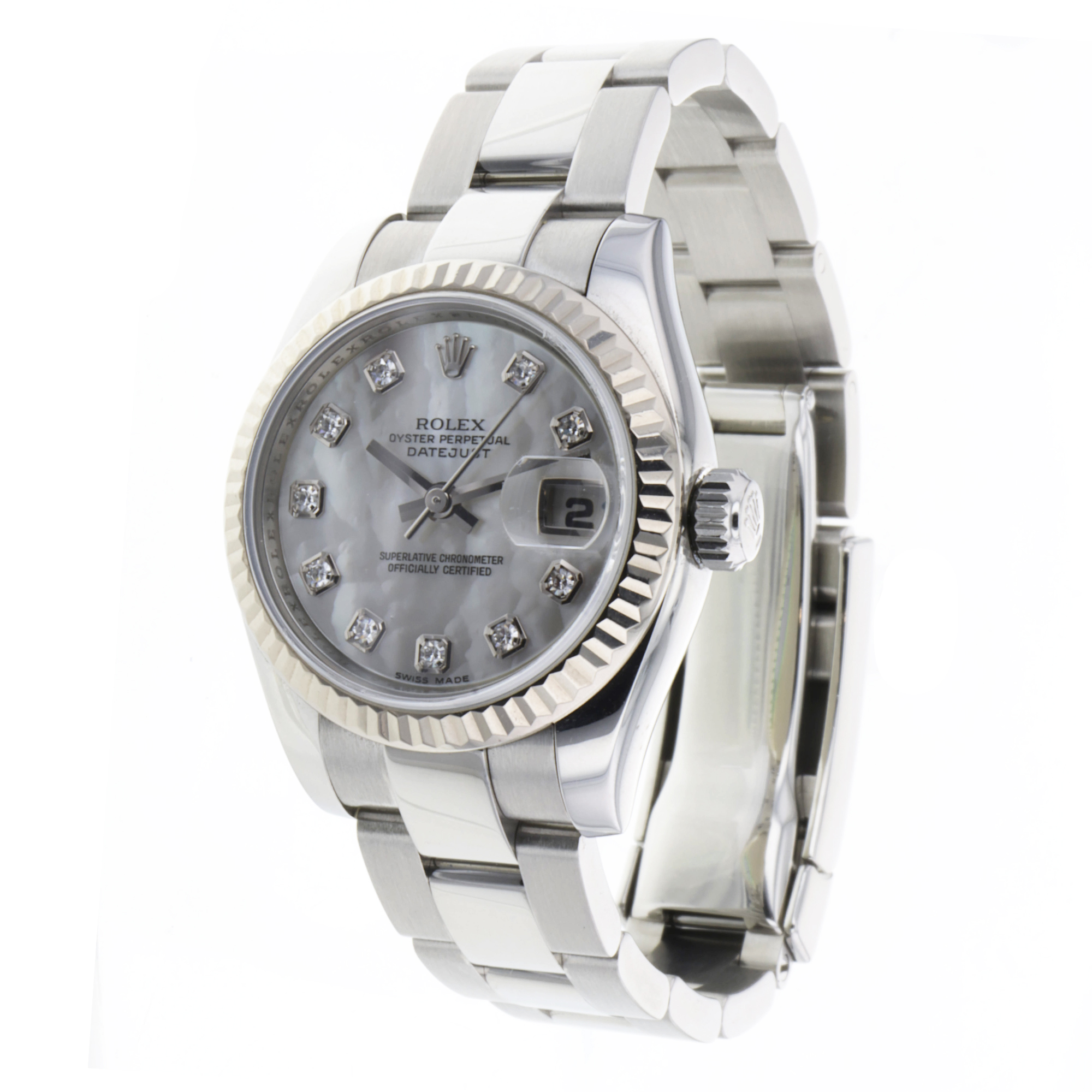 Rolex Datejust 26 179174 Factory Mother of Peal Diamond Steel Ladies Watch thumbnail 3