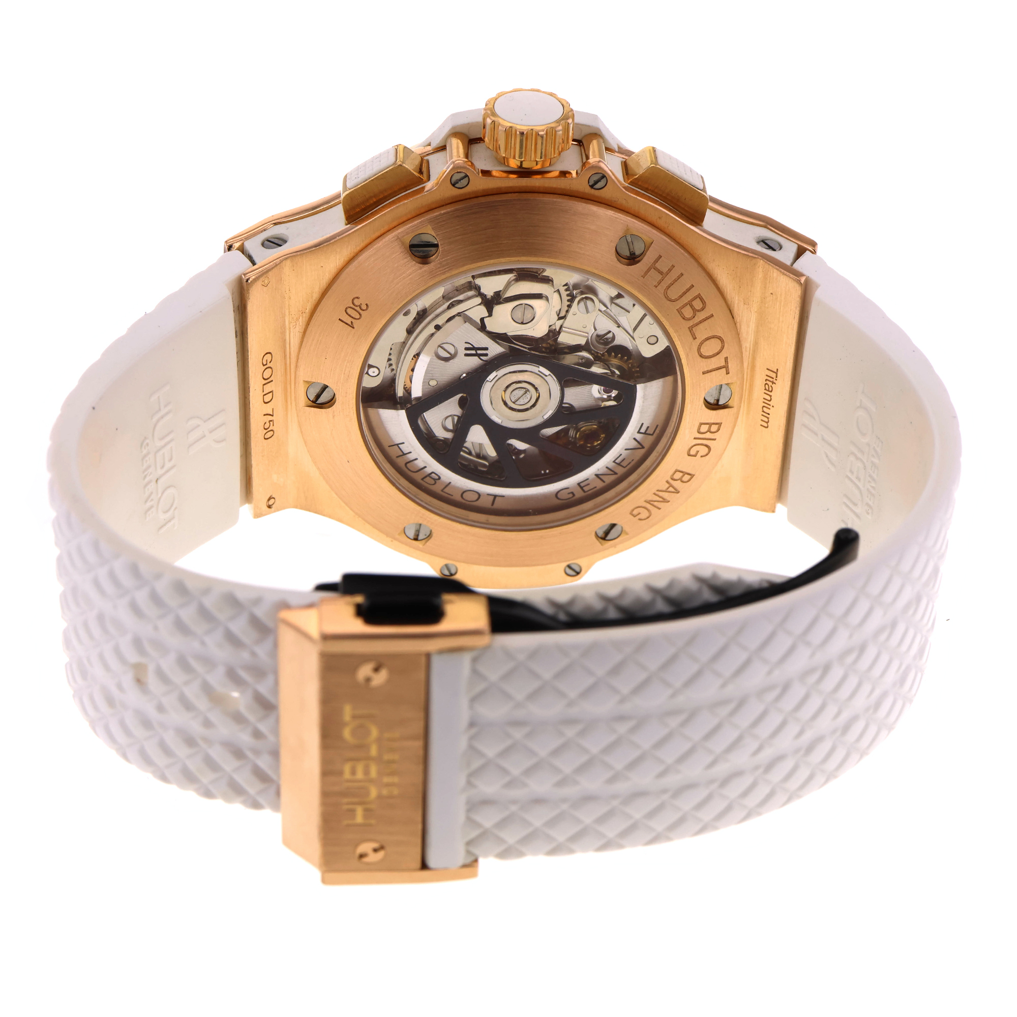 Hublot Big Bang 301.PE.2180.RW 44mm rose gold skeleton back white chronograph thumbnail 4