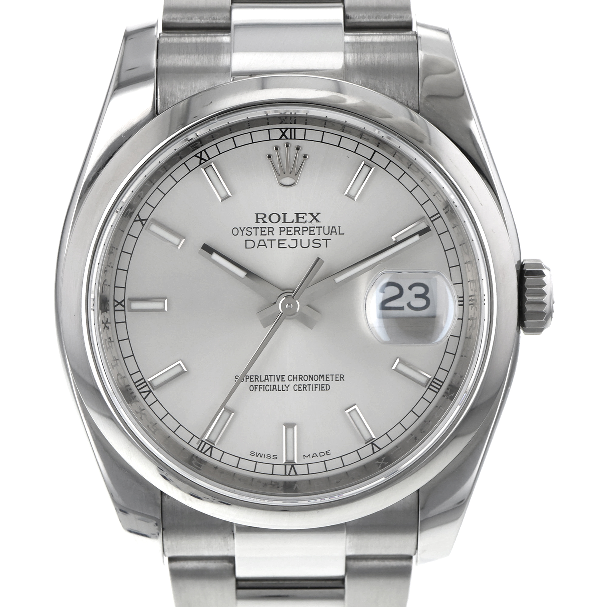 Rolex Datejust 36 116200 Silver Stainless Steel Smooth Oyster Mens Watch thumbnail 1