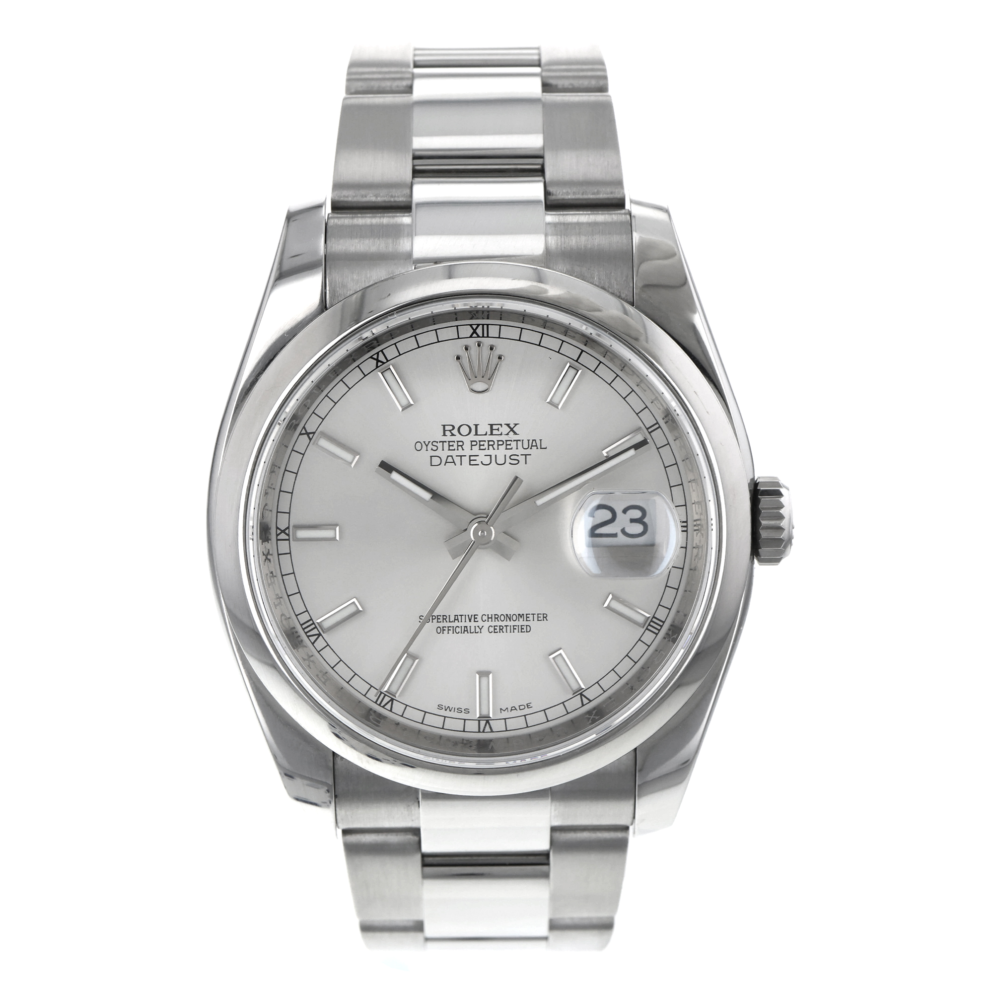 Rolex Datejust 36 116200 Silver Stainless Steel Smooth Oyster Mens Watch thumbnail 2
