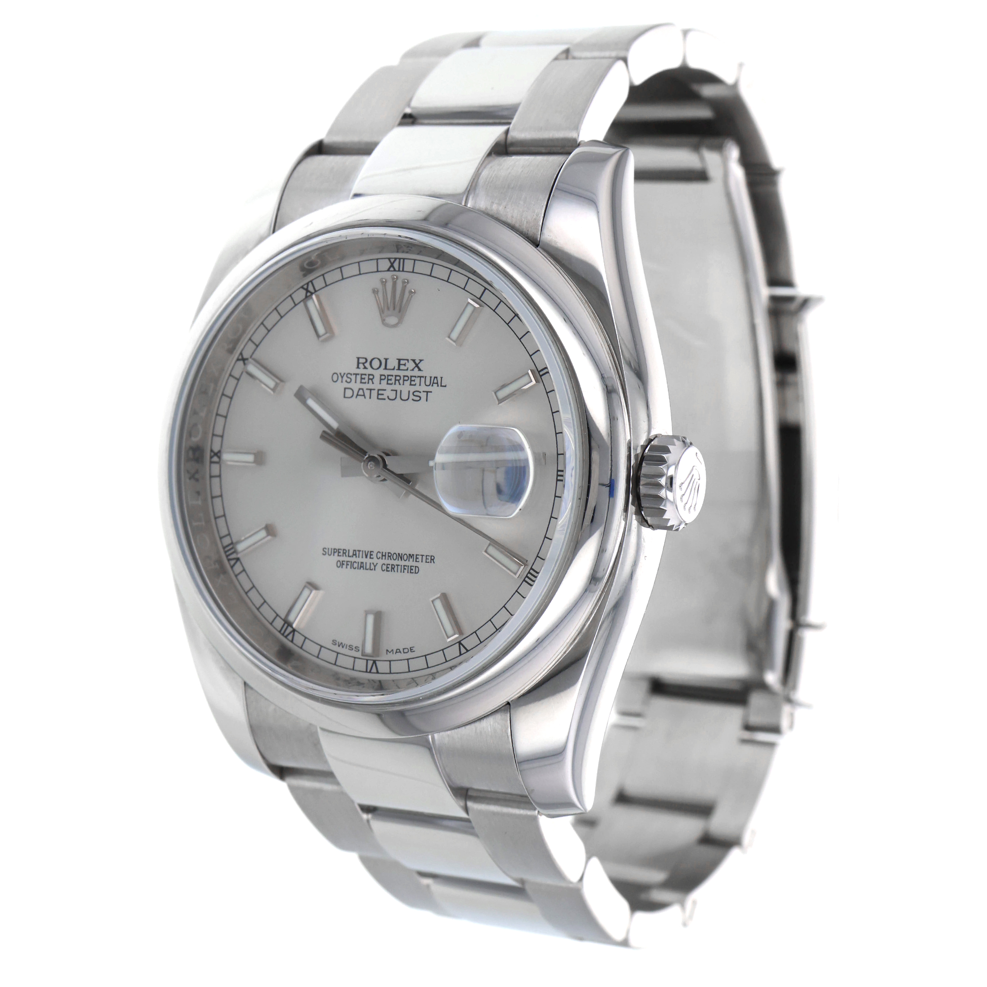 Rolex Datejust 36 116200 Silver Stainless Steel Smooth Oyster Mens Watch thumbnail 3