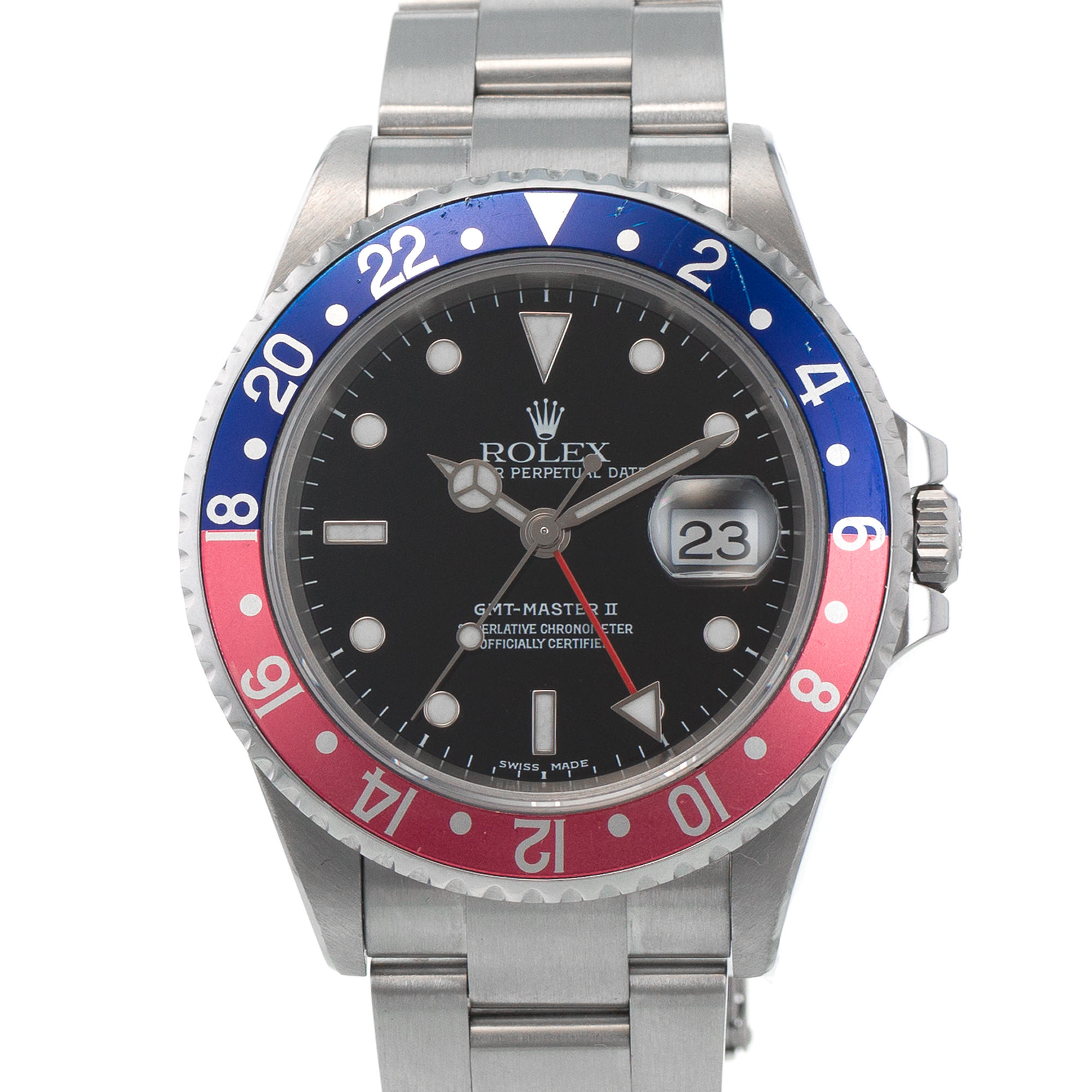 Rolex GMT-Master II 16710 Pepsi Blue Red Steel Oyster Automatic Mens Watch thumbnail 1