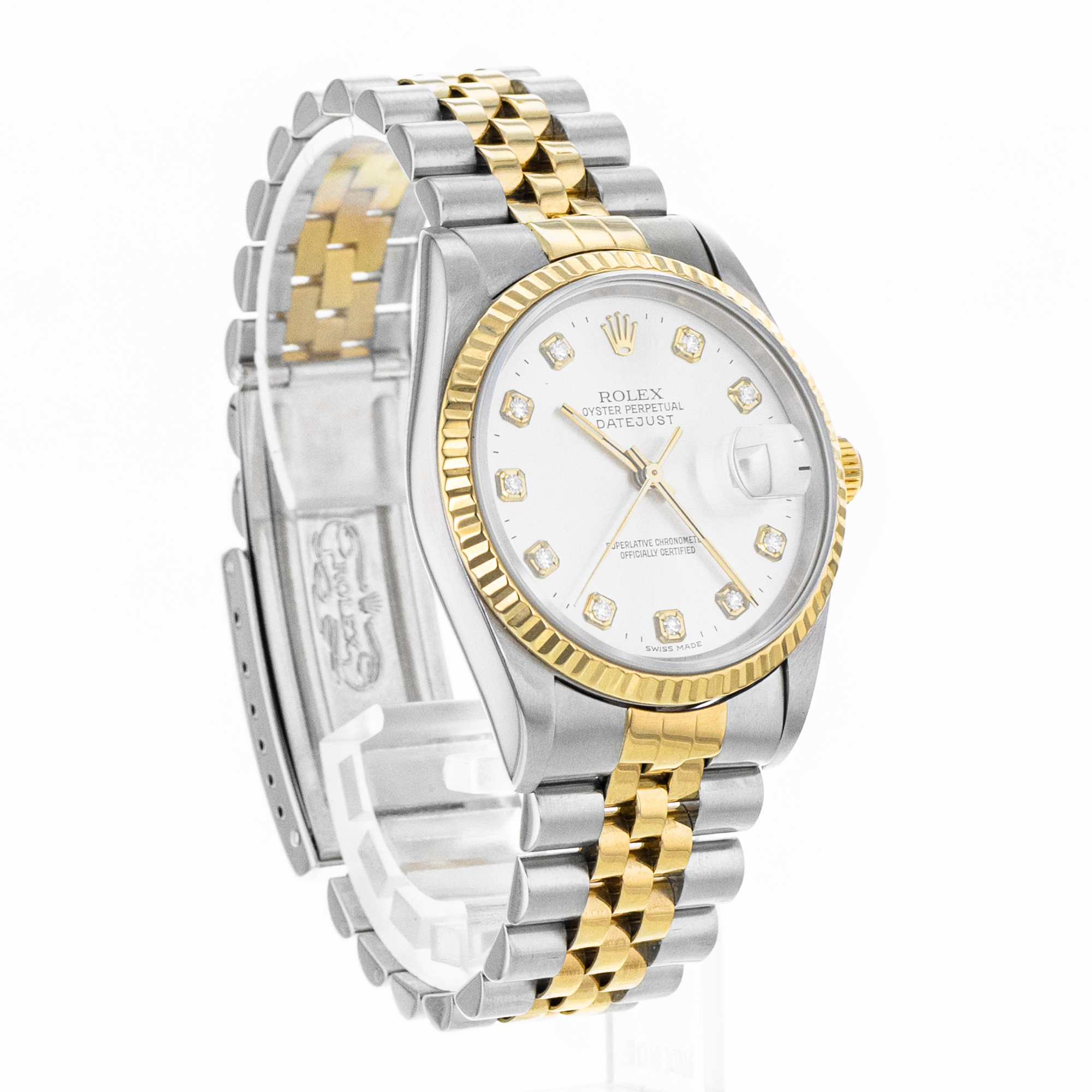 Rolex Datejust 36 16233 Factory Silver Diamond Steel Yellow Gold Mens Watch thumbnail 7