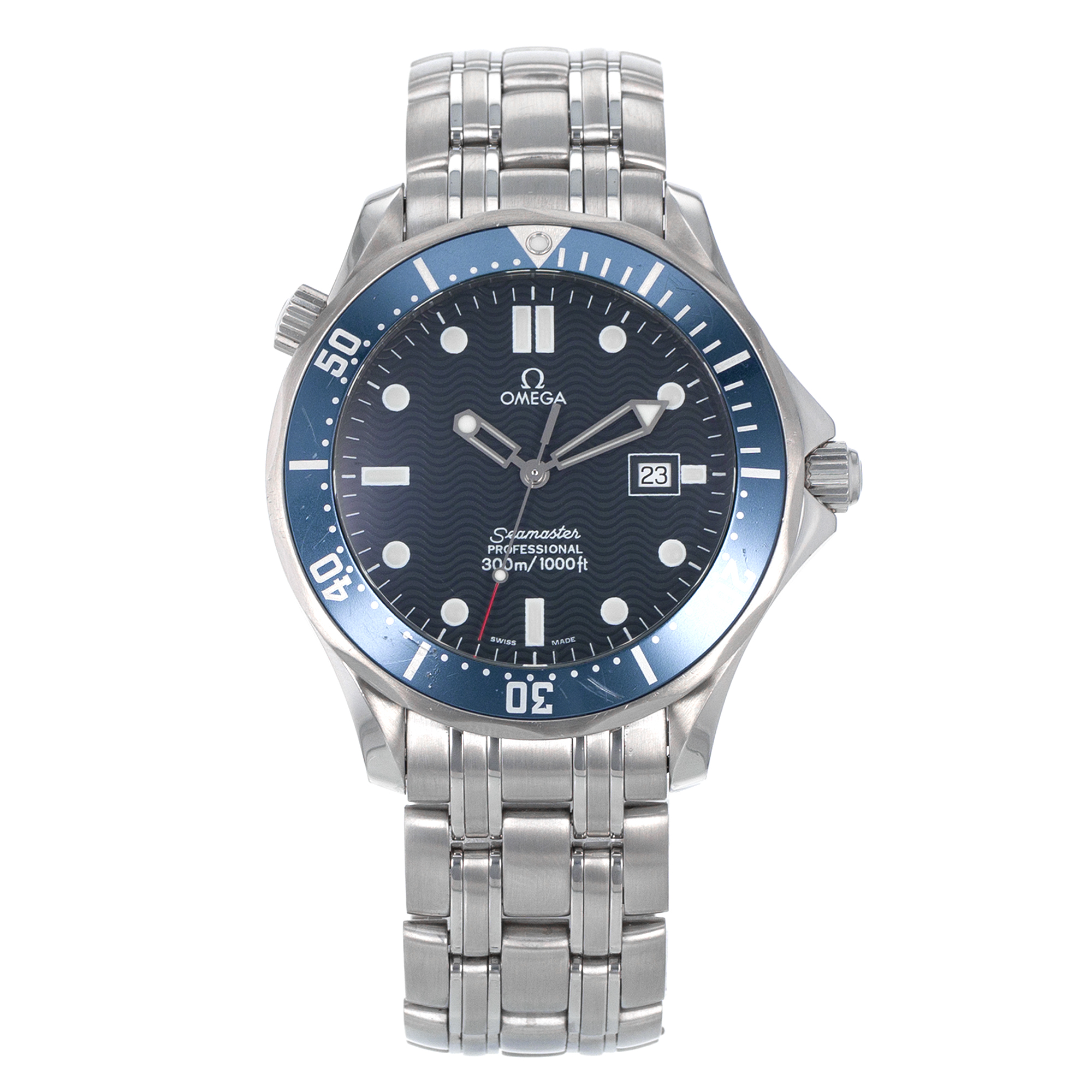 Omega Seamaster 25418000 41mm James Bond Blue Wave Steel Quartz Mens Watch thumbnail 2