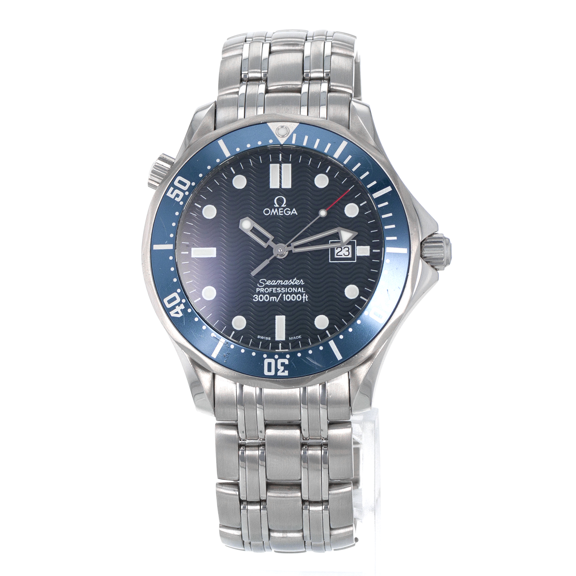 Omega Seamaster 25418000 41mm James Bond Blue Wave Steel Quartz Mens Watch thumbnail 3