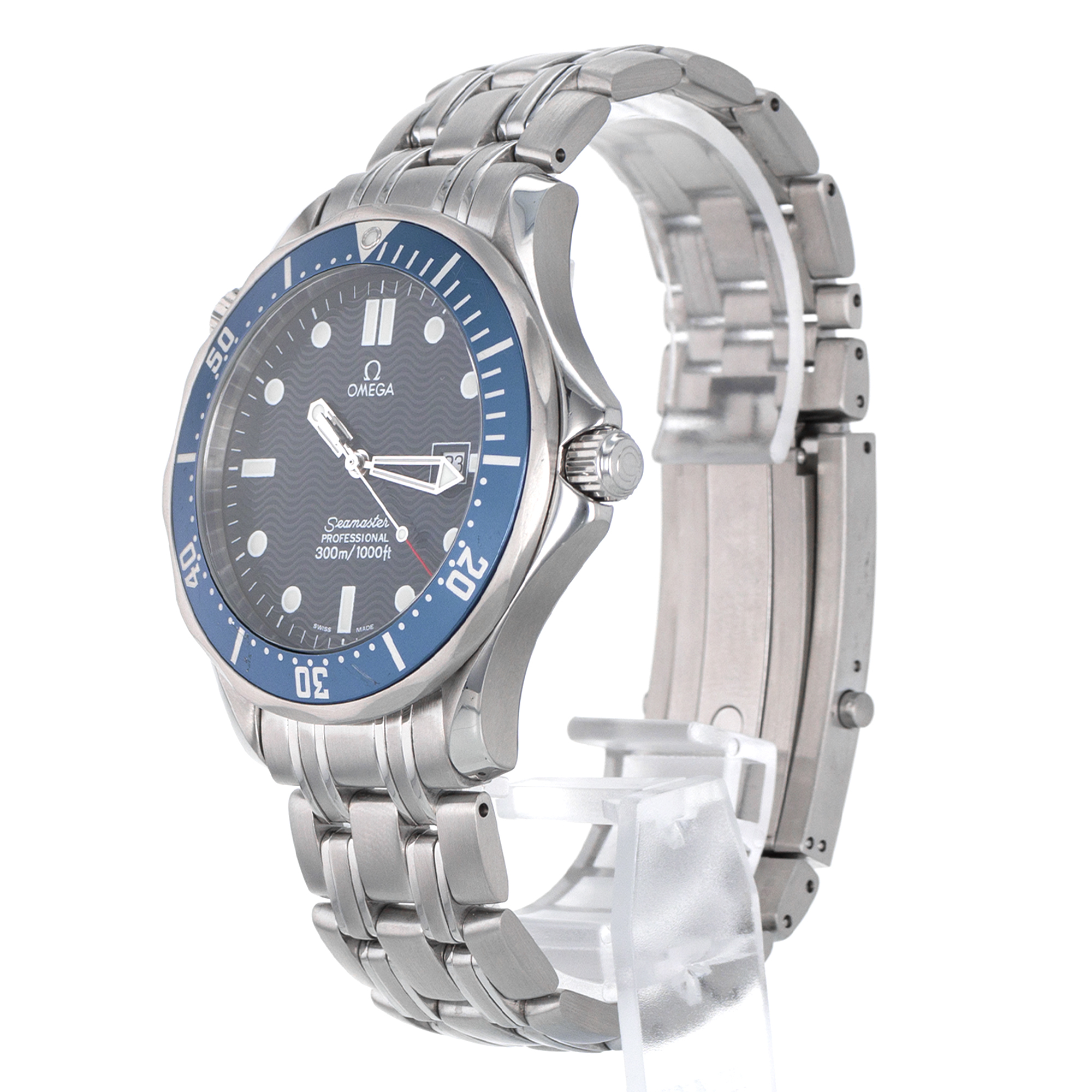 Omega Seamaster 25418000 41mm James Bond Blue Wave Steel Quartz Mens Watch thumbnail 4