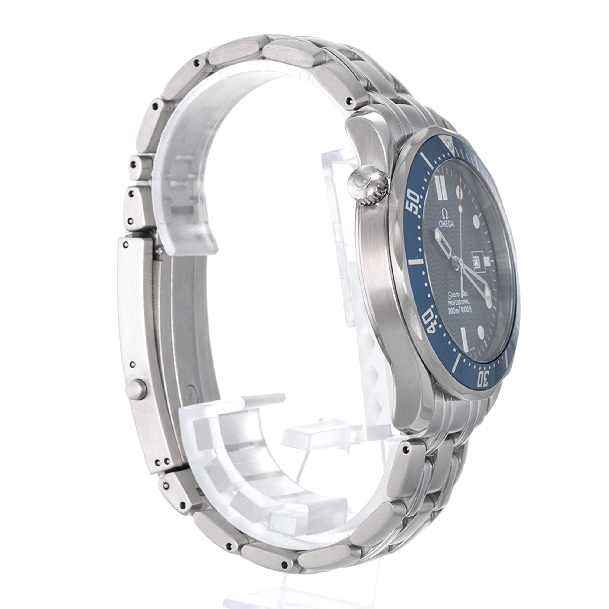 Omega Seamaster 25418000 41mm James Bond Blue Wave Steel Quartz Mens Watch thumbnail 6