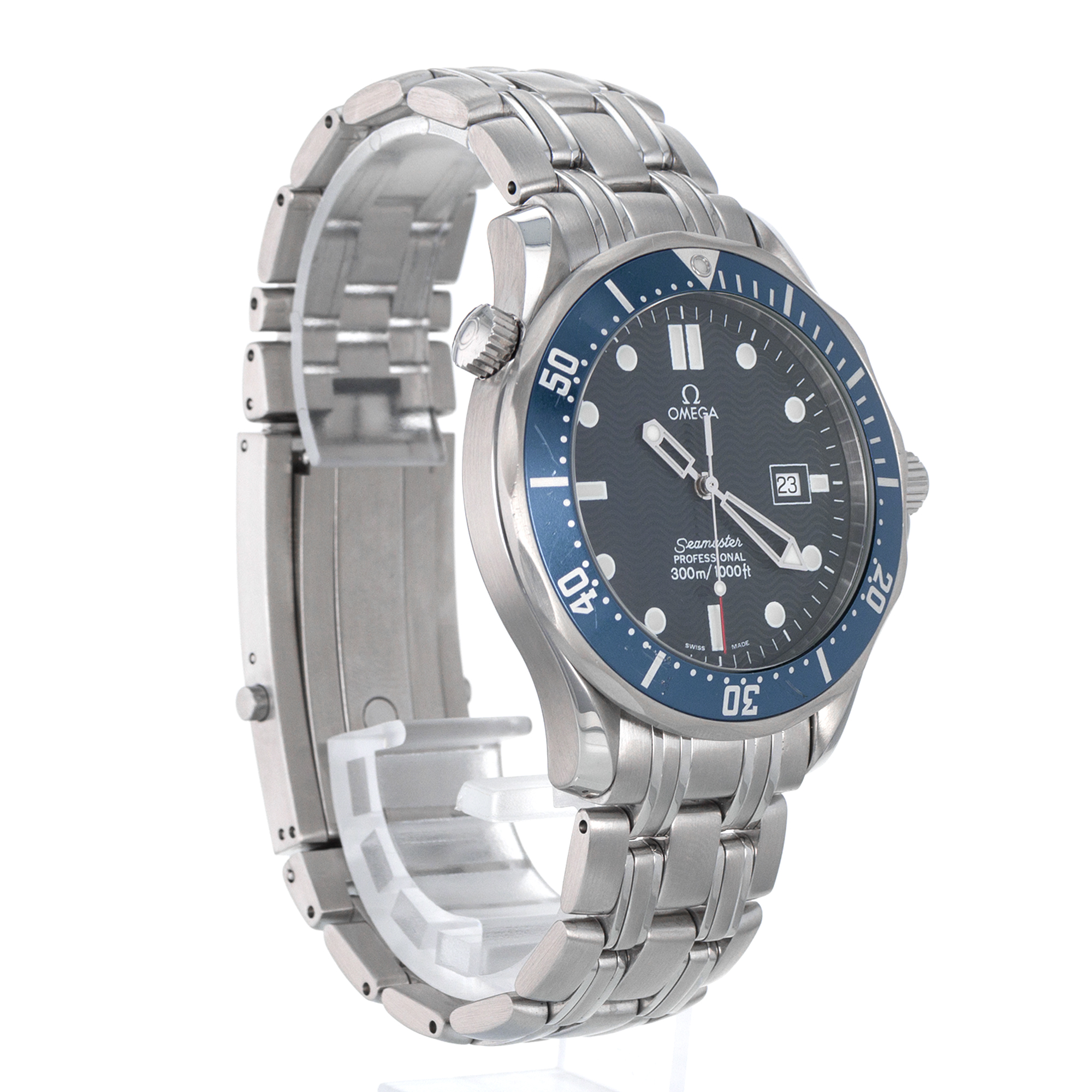 Omega Seamaster 25418000 41mm James Bond Blue Wave Steel Quartz Mens Watch thumbnail 7