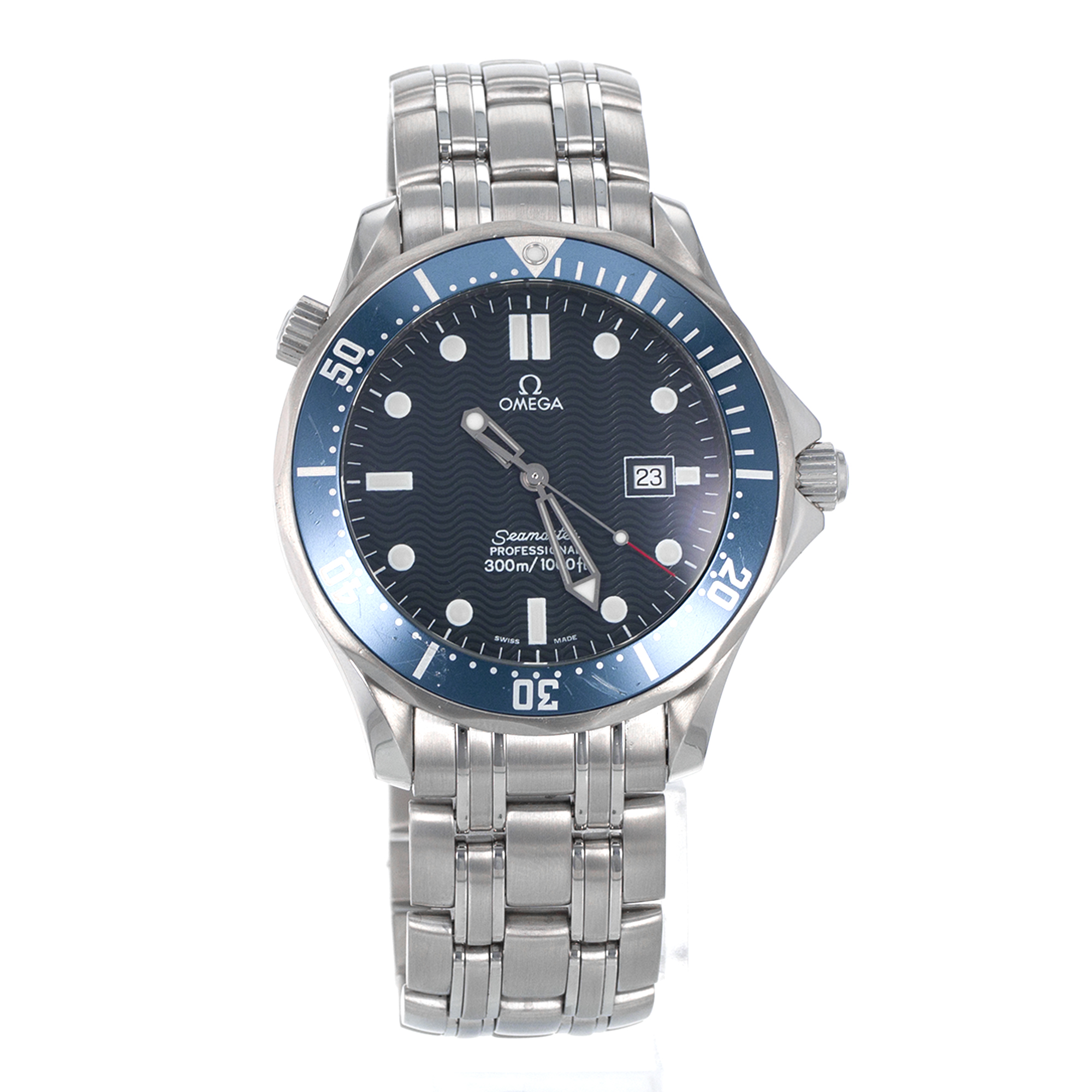 Omega Seamaster 25418000 41mm James Bond Blue Wave Steel Quartz Mens Watch thumbnail 8