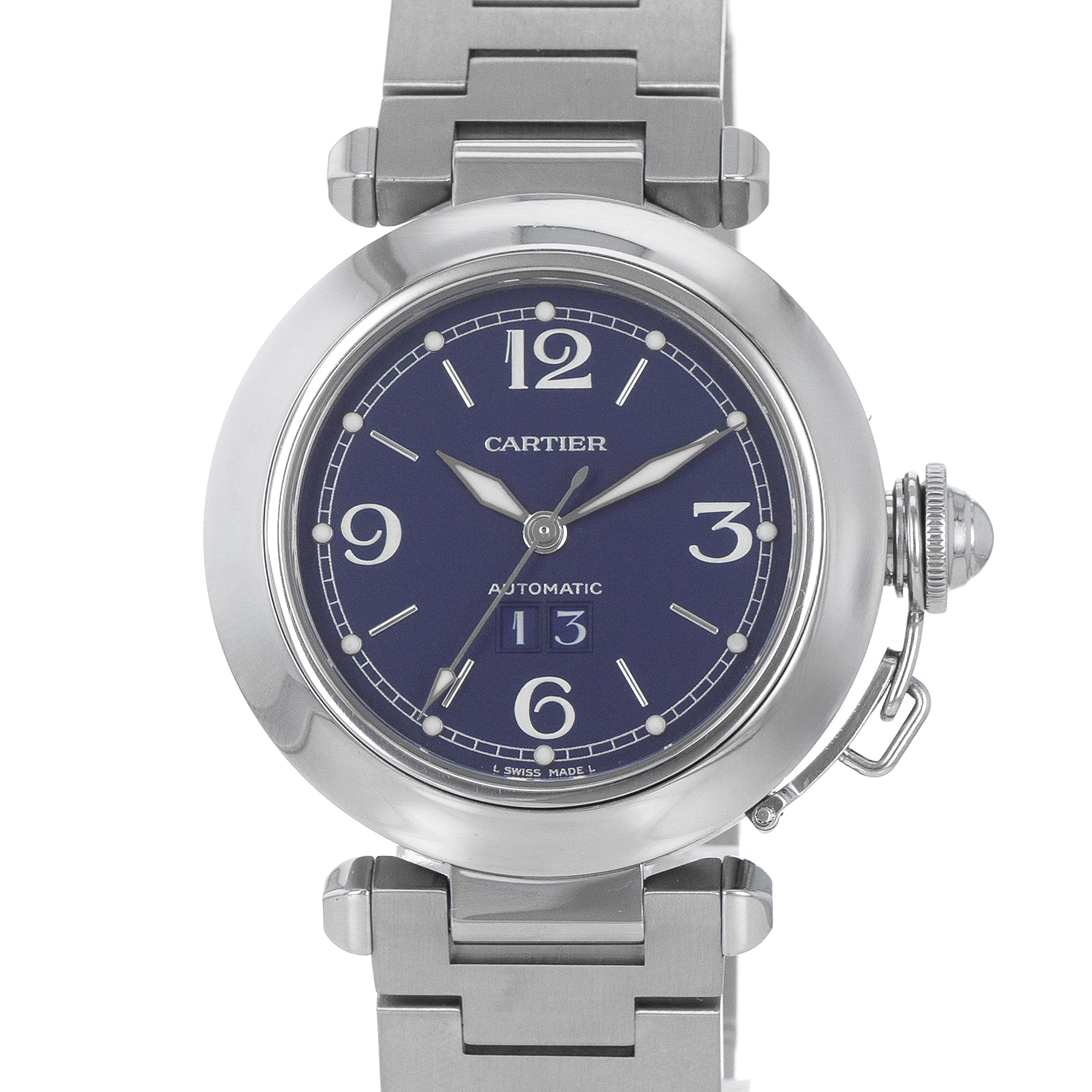 Cartier Pasha de Cartier W31047M7 35mm Stainless Steel Blue Dial Ladies Watch thumbnail 1