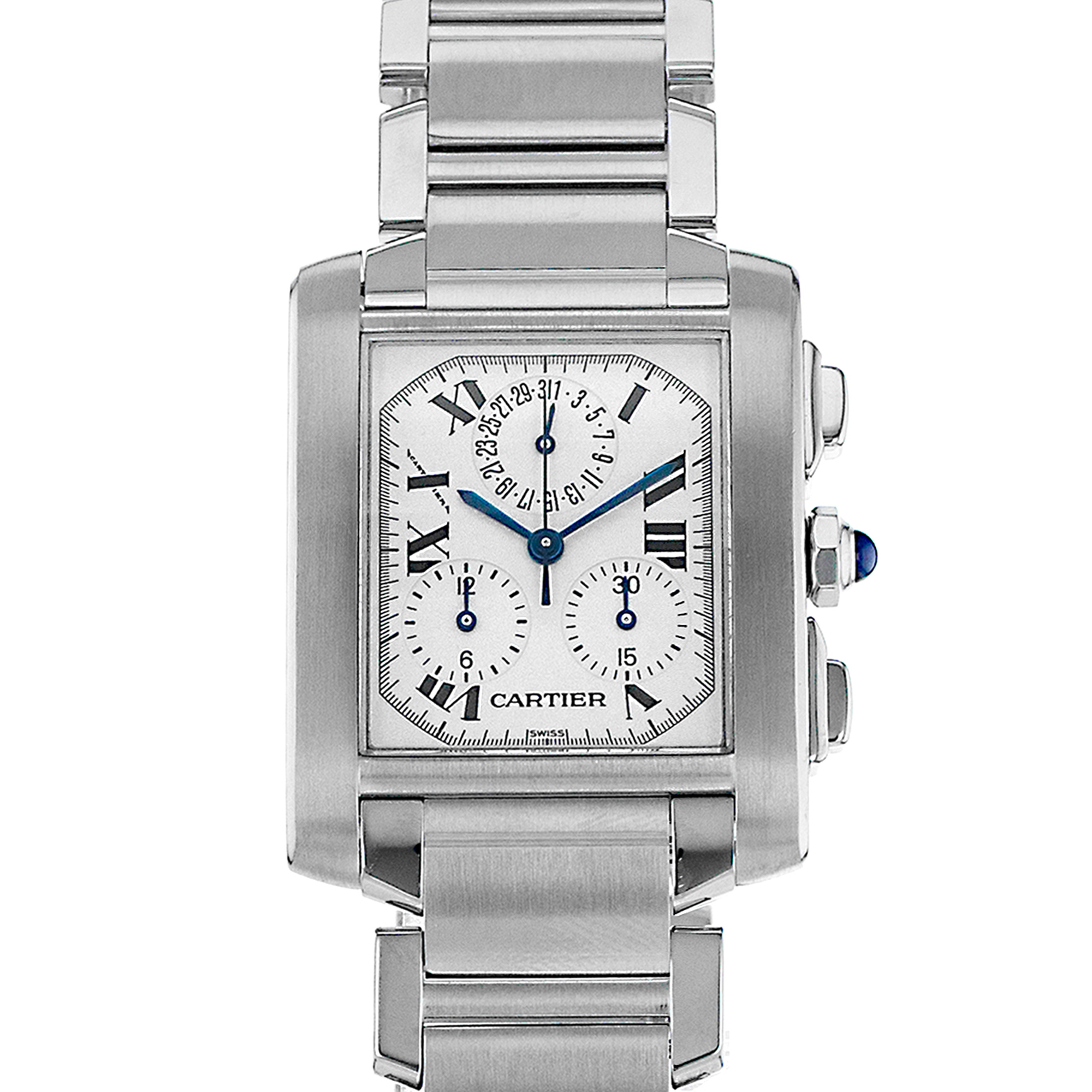 Cartier Tank Francaise W51001Q3 2303 Chronoflex Chronograph Steel Mens Watch thumbnail 1