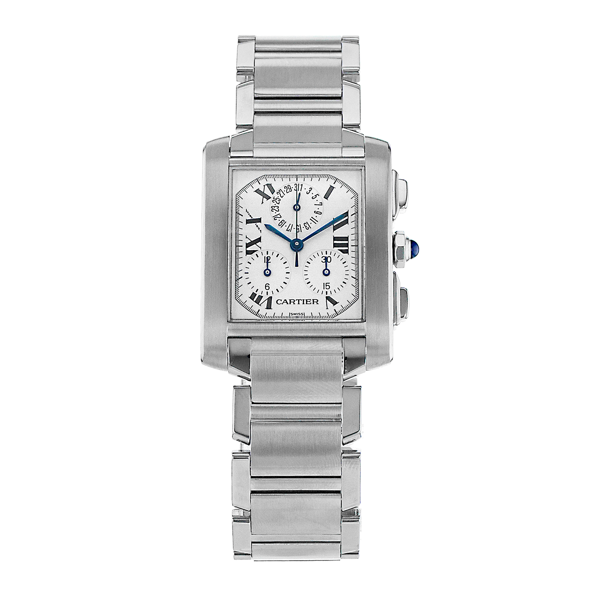 Cartier Tank Francaise W51001Q3 2303 Chronoflex Chronograph Steel Mens Watch thumbnail 2