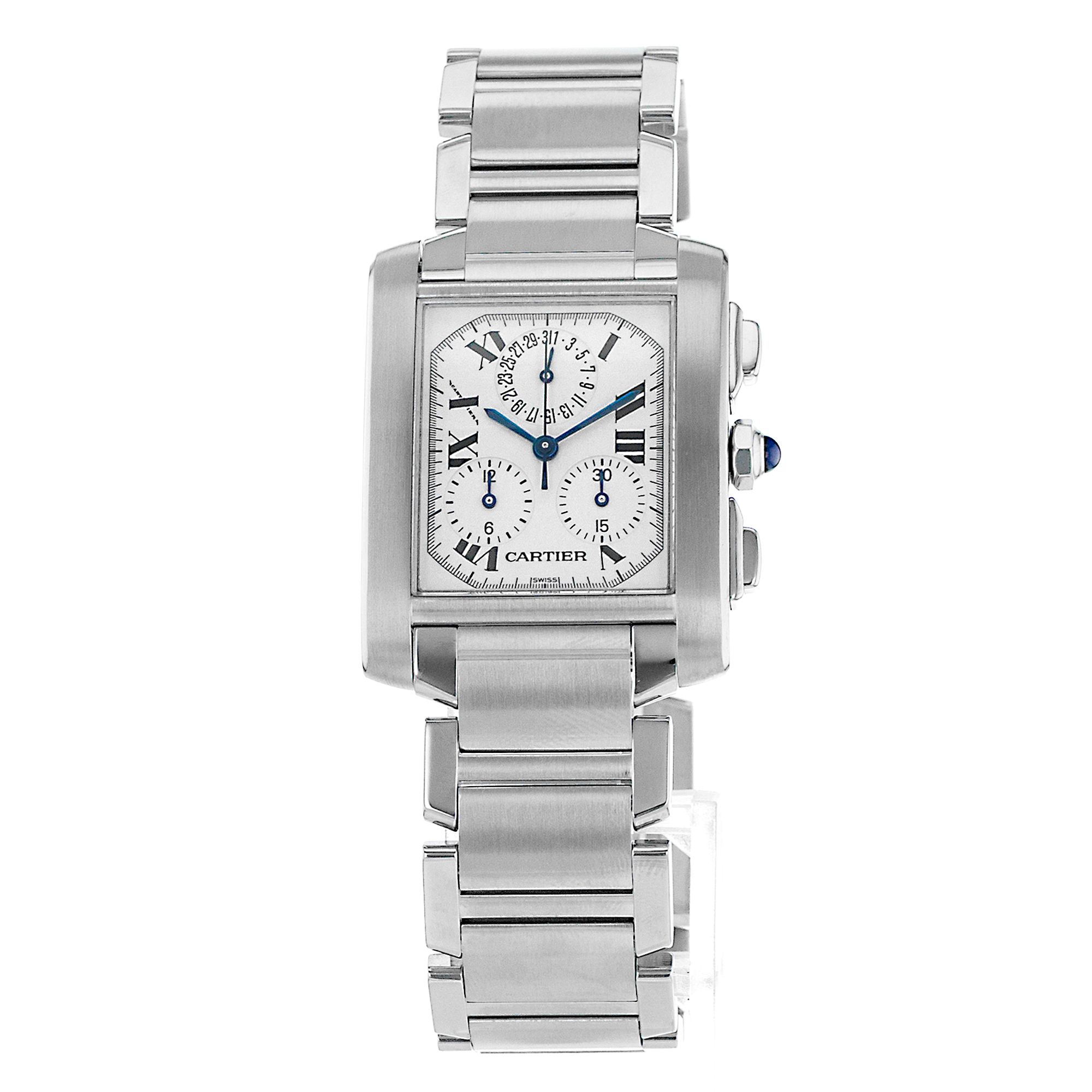 Cartier Tank Francaise W51001Q3 2303 Chronoflex Chronograph Steel Mens Watch thumbnail 3