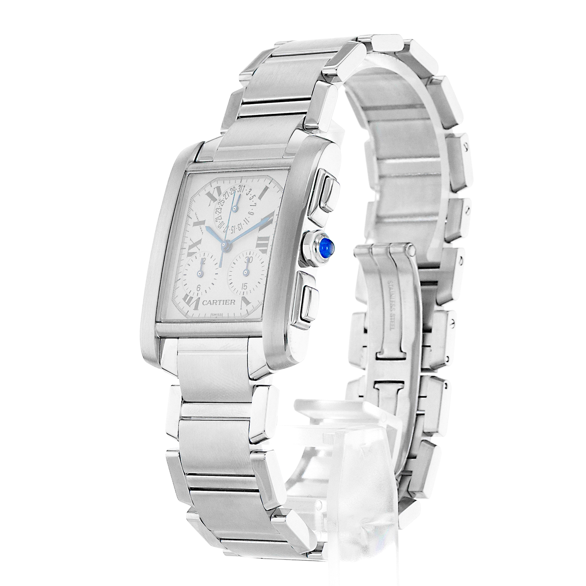 Cartier Tank Francaise W51001Q3 2303 Chronoflex Chronograph Steel Mens Watch thumbnail 4