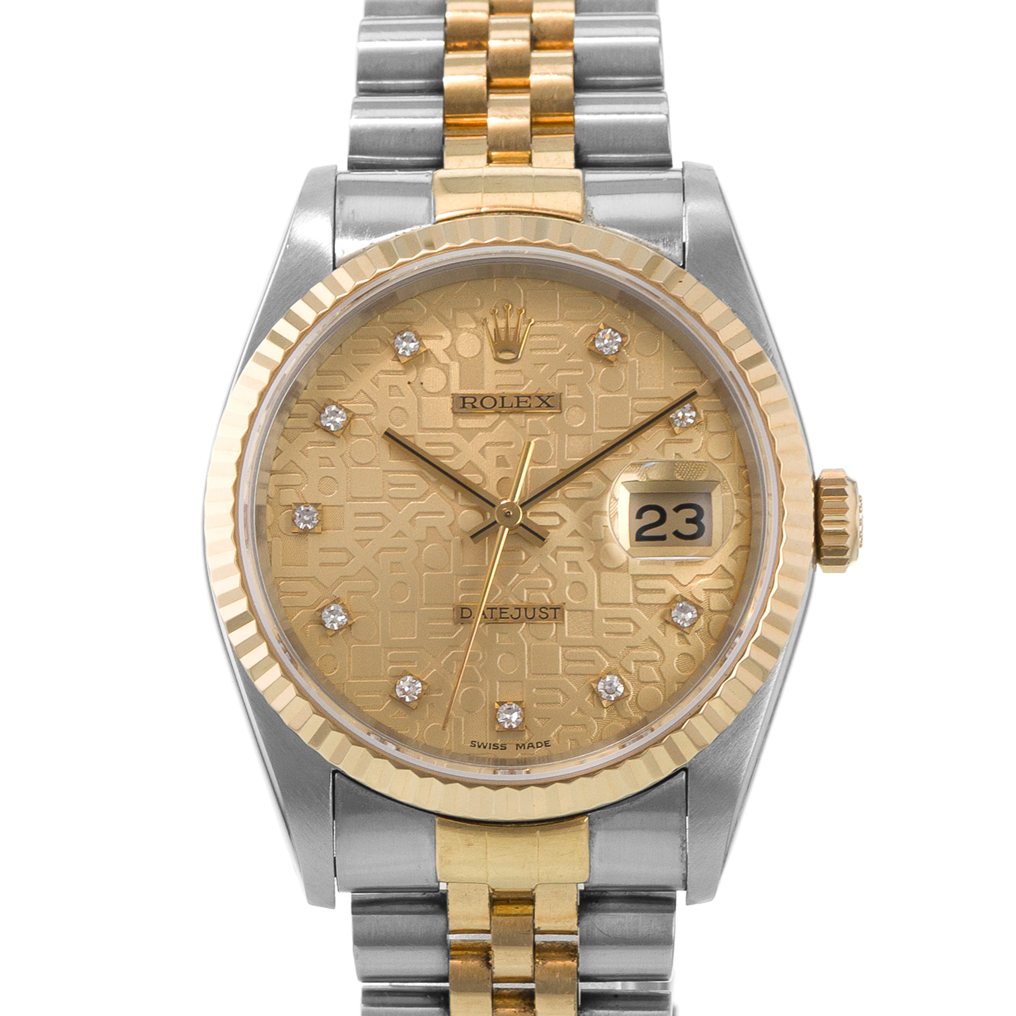 Rolex Datejust 36 16233 Yellow Diamond Jubilee Diamond Gold Automatic Mens Watch thumbnail 1