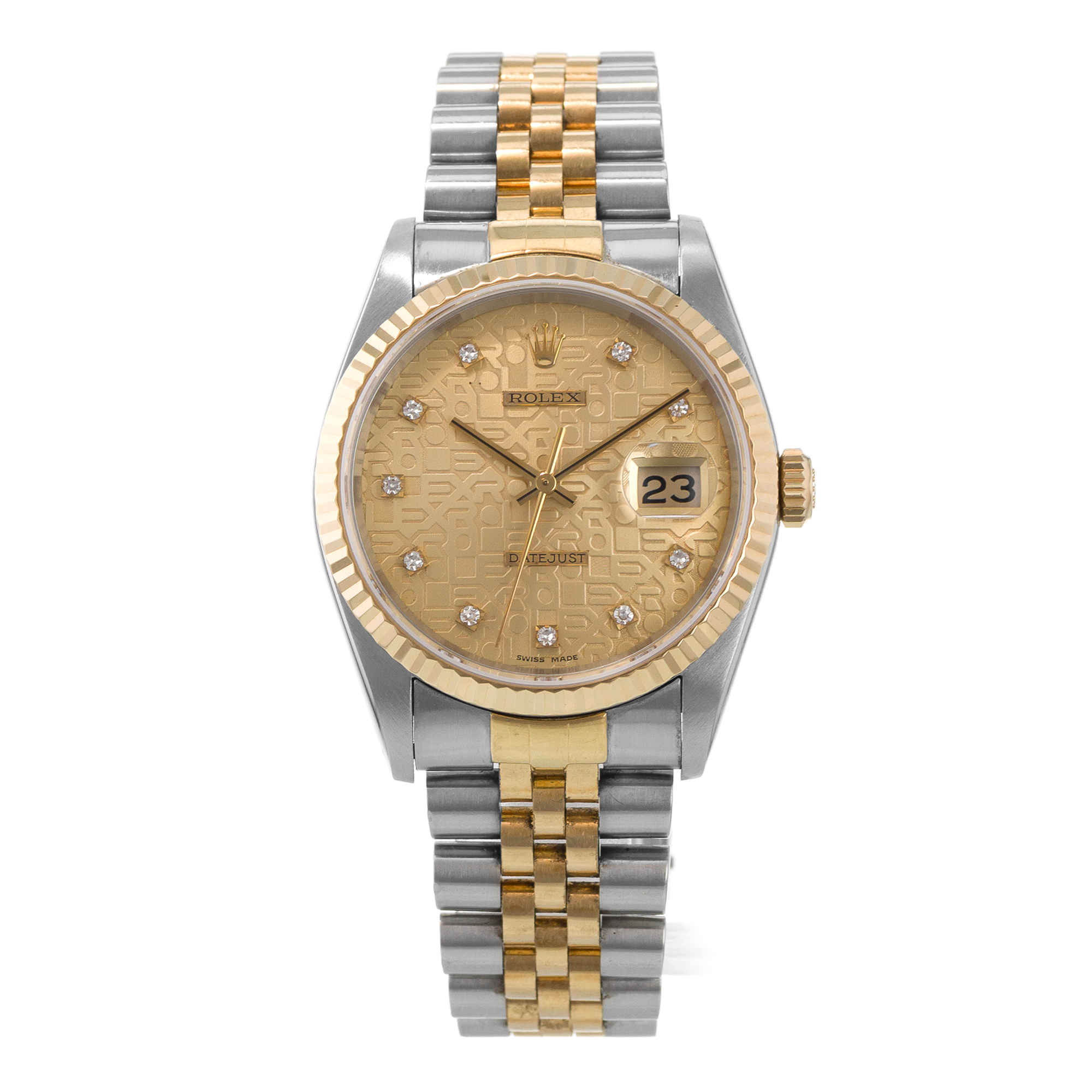 Rolex Datejust 36 16233 Yellow Diamond Jubilee Diamond Gold Automatic Mens Watch thumbnail 2