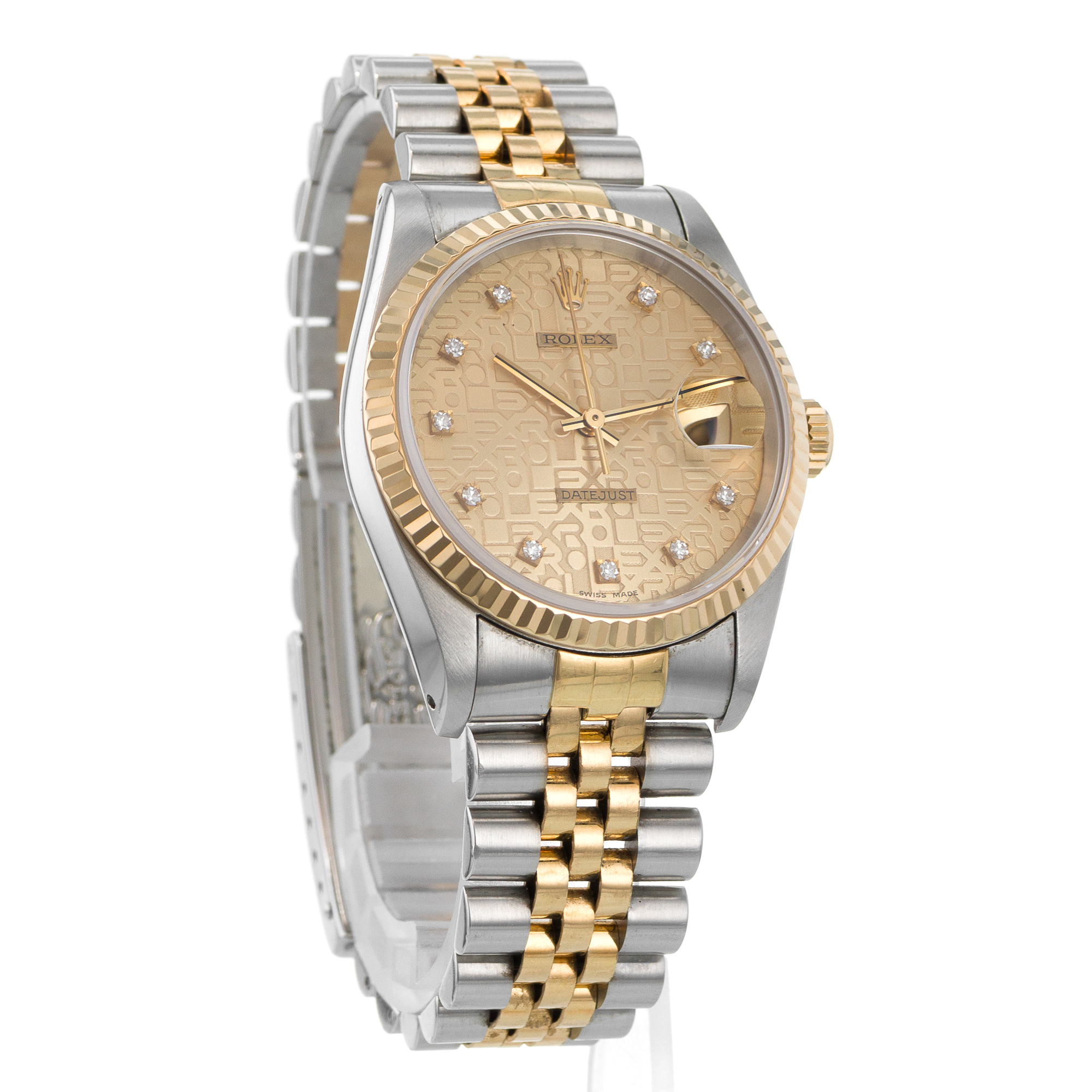 Rolex Datejust 36 16233 Yellow Diamond Jubilee Diamond Gold Automatic Mens Watch thumbnail 8