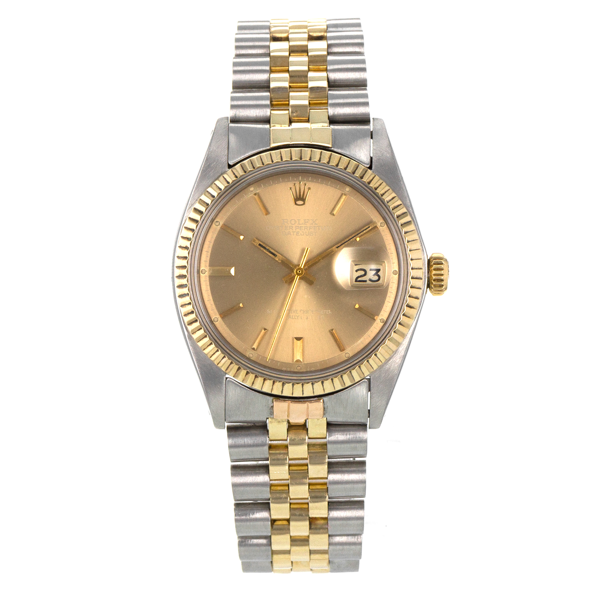 Rolex Datejust 36 1601 Ghost Yellow Stick Patina Yellow Gold Jubilee Mens Watch thumbnail 2