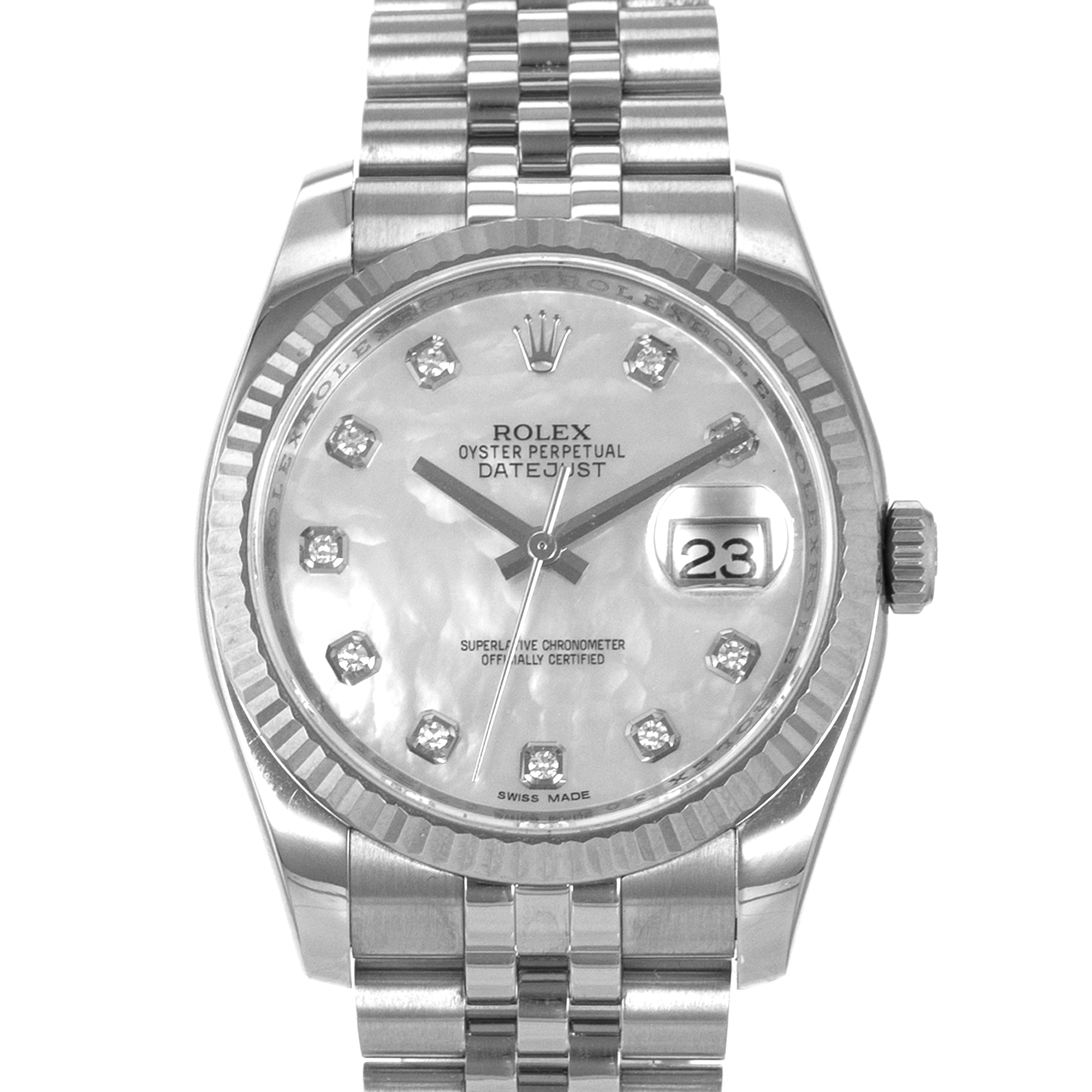 Rolex Datejust 36 116234 Factory Mother of Pearl Diamond Dial Jubilee Mens Watch thumbnail 1