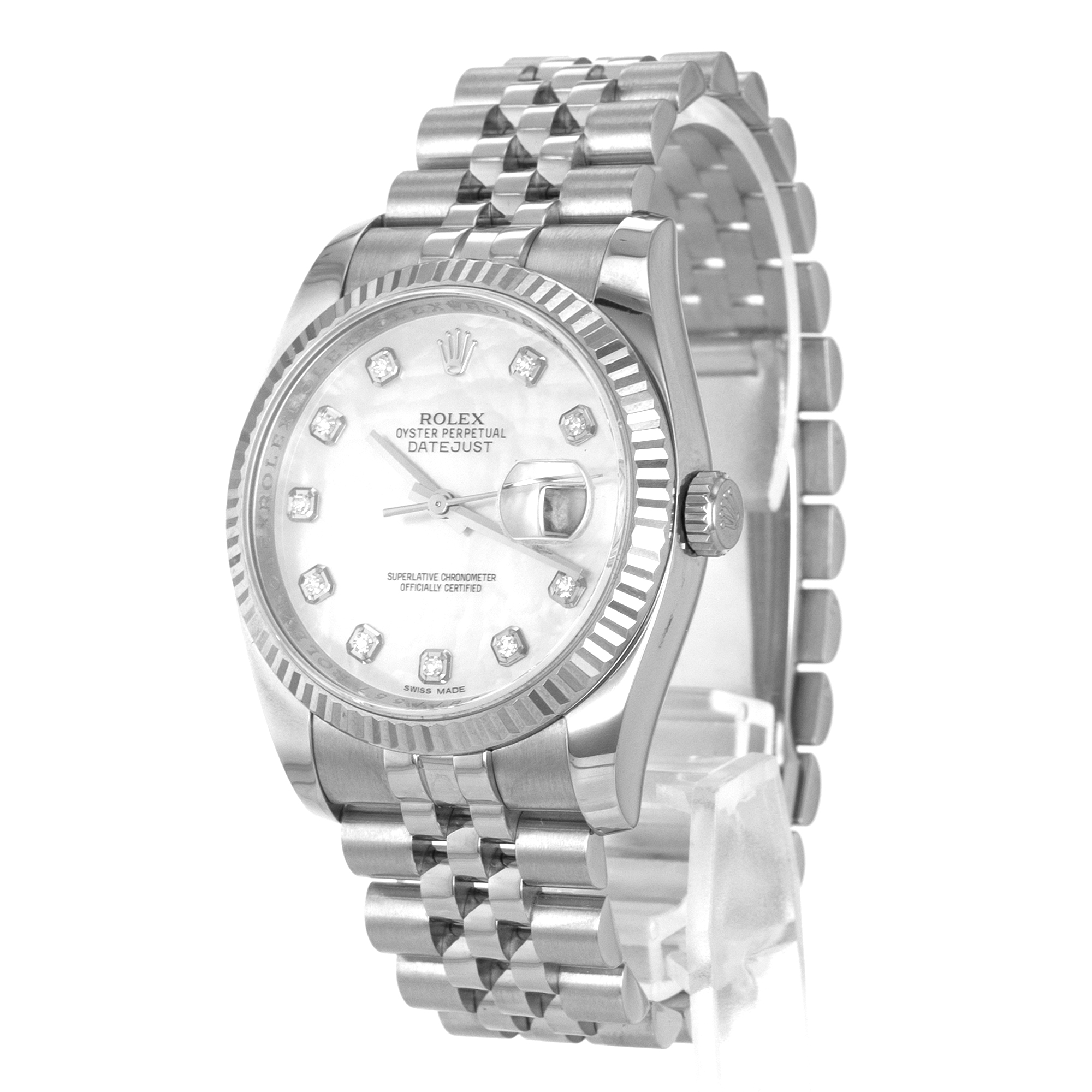 Rolex Datejust 36 116234 Factory Mother of Pearl Diamond Dial Jubilee Mens Watch thumbnail 4
