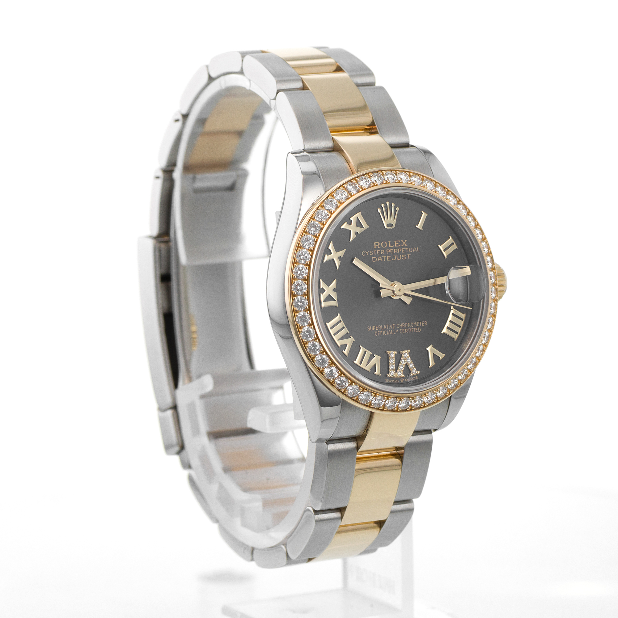 Rolex Datejust 31 278383 Dark Grey Factory Diamond Yellow Gold Ladies Watch thumbnail 7