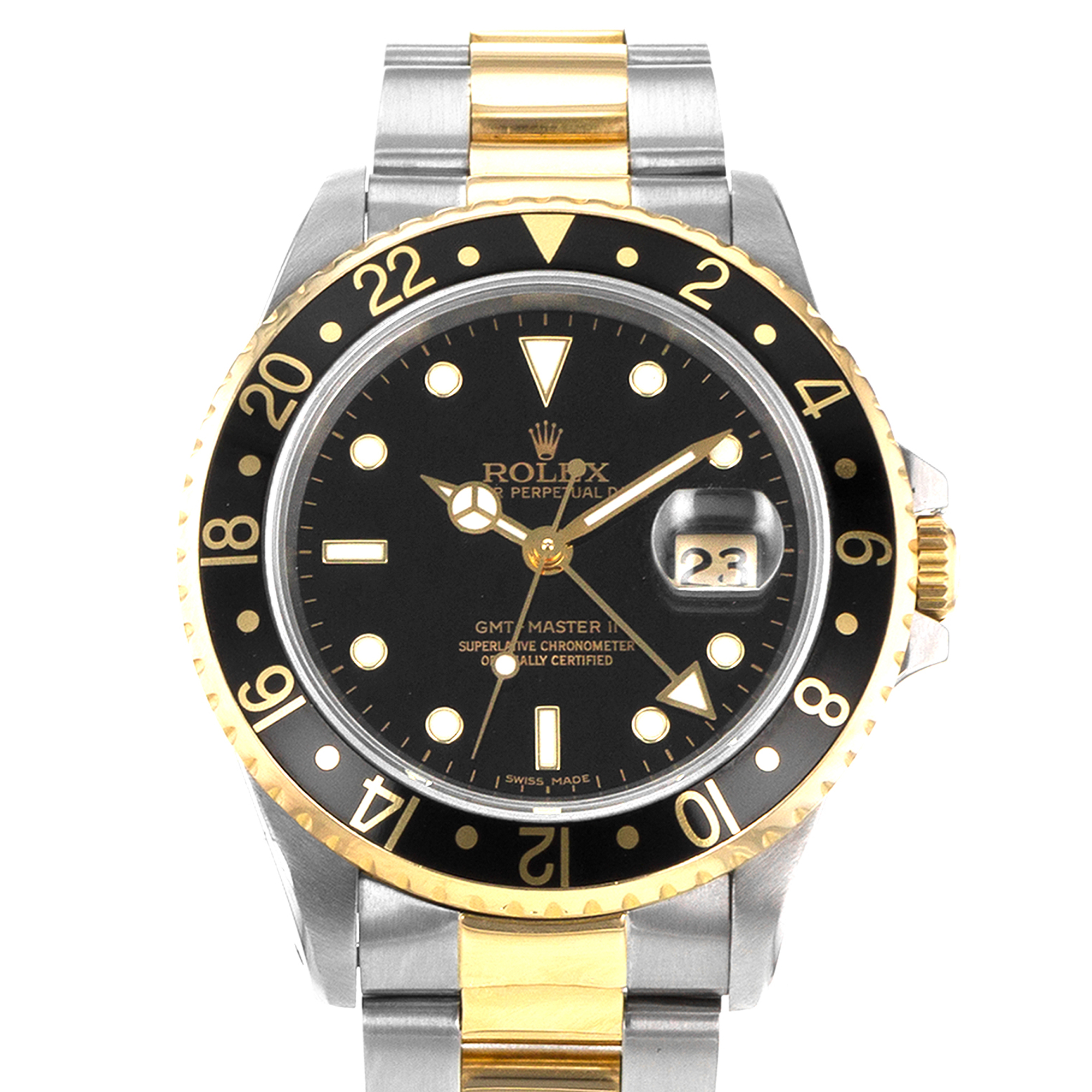 Rolex GMT-Master II 16713 40mm Black Steel Yellow Gold Oyster Mens Watch 1991 thumbnail 1