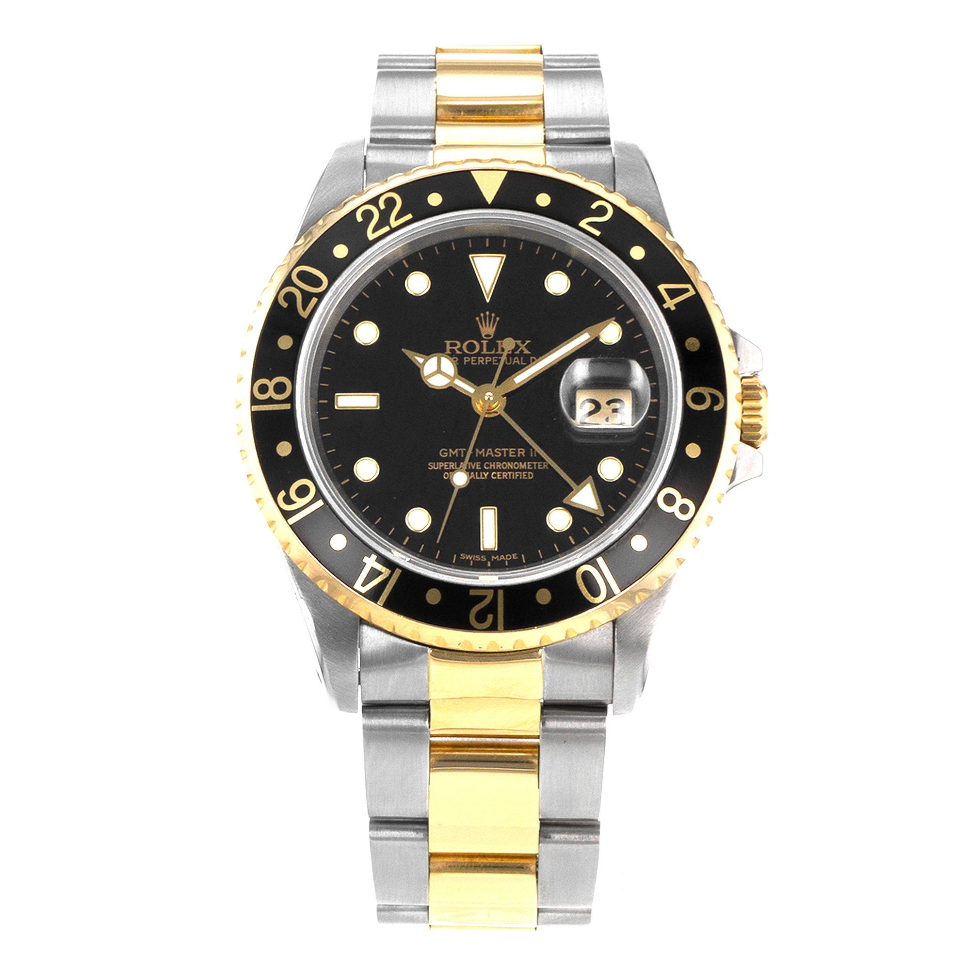 Rolex GMT-Master II 16713 40mm Black Steel Yellow Gold Oyster Mens Watch 1991 thumbnail 2