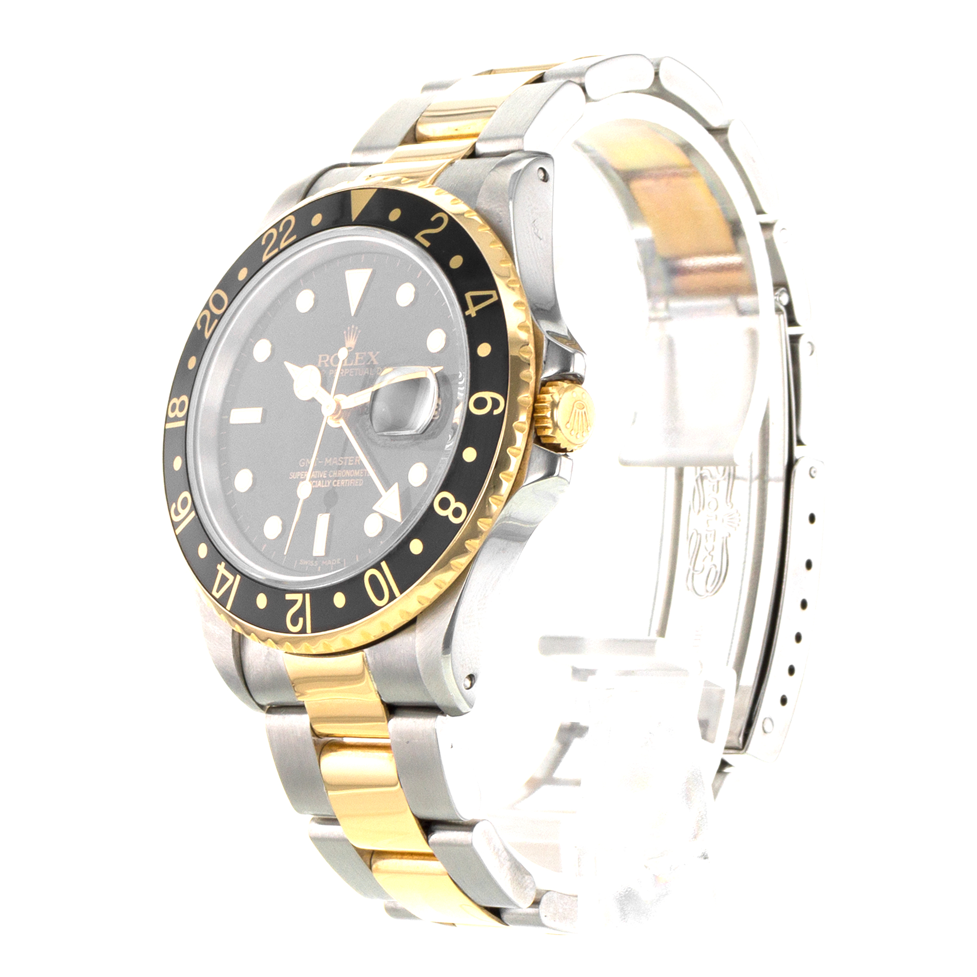 Rolex GMT-Master II 16713 40mm Black Steel Yellow Gold Oyster Mens Watch 1991 thumbnail 4