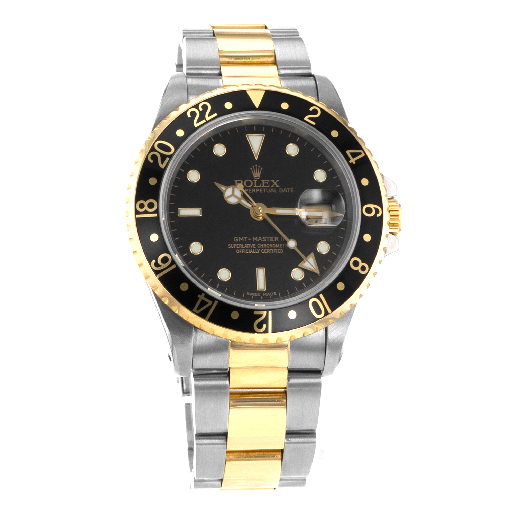Rolex GMT-Master II 16713 40mm Black Steel Yellow Gold Oyster Mens Watch 1991 thumbnail 8
