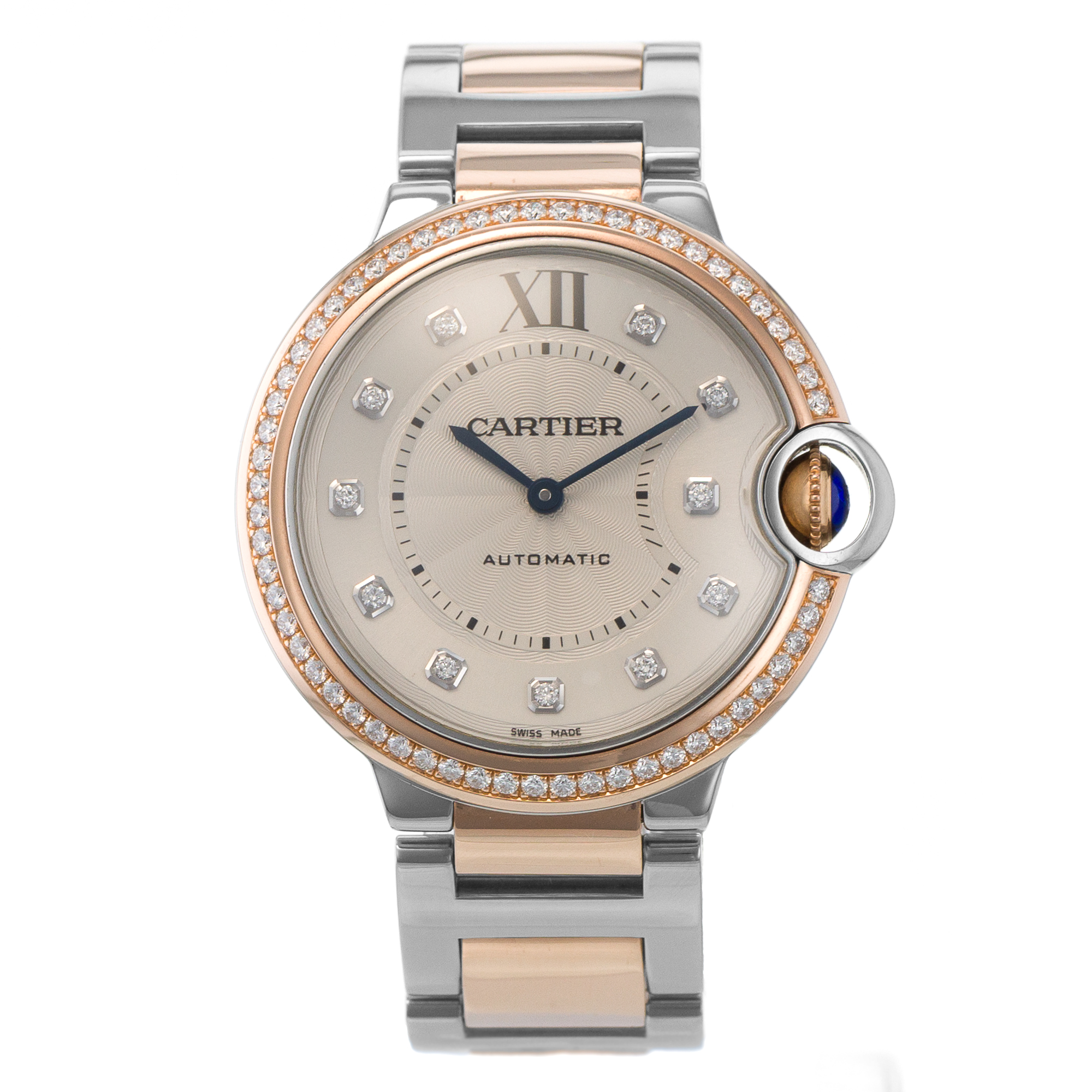 Cartier Ballon Bleu 36 WE902078 3754 Silver Diamond Dial Automatic Ladies Watch thumbnail 2